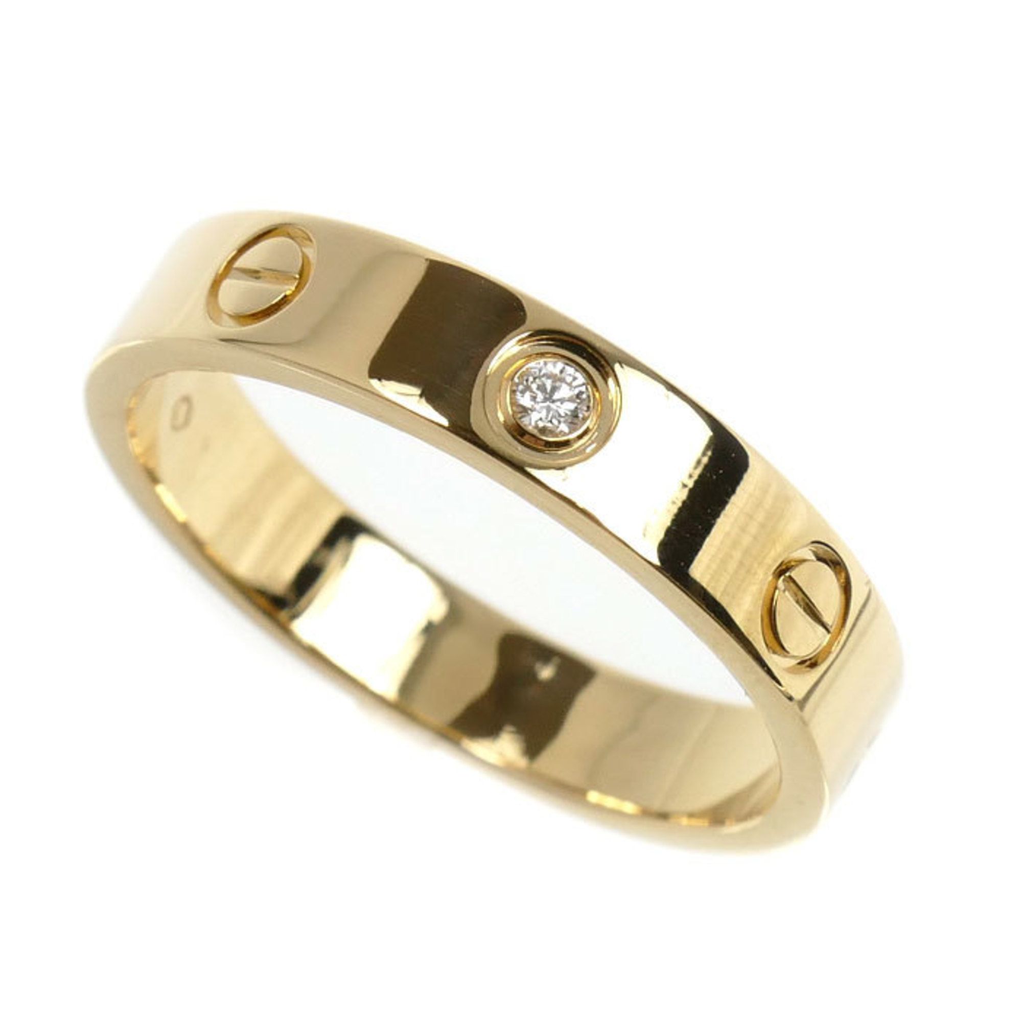CARTIER Cartier 18KYG Yellow Gold Mini Love 1P Diamond Ring B4056156 Women's 56 4.8g