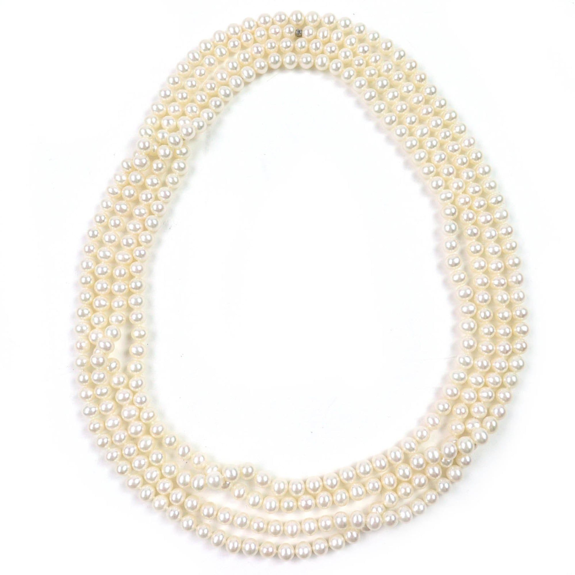TIFFANY & Co. AG925 Long Pearl Necklace, White, 186g, Women's
