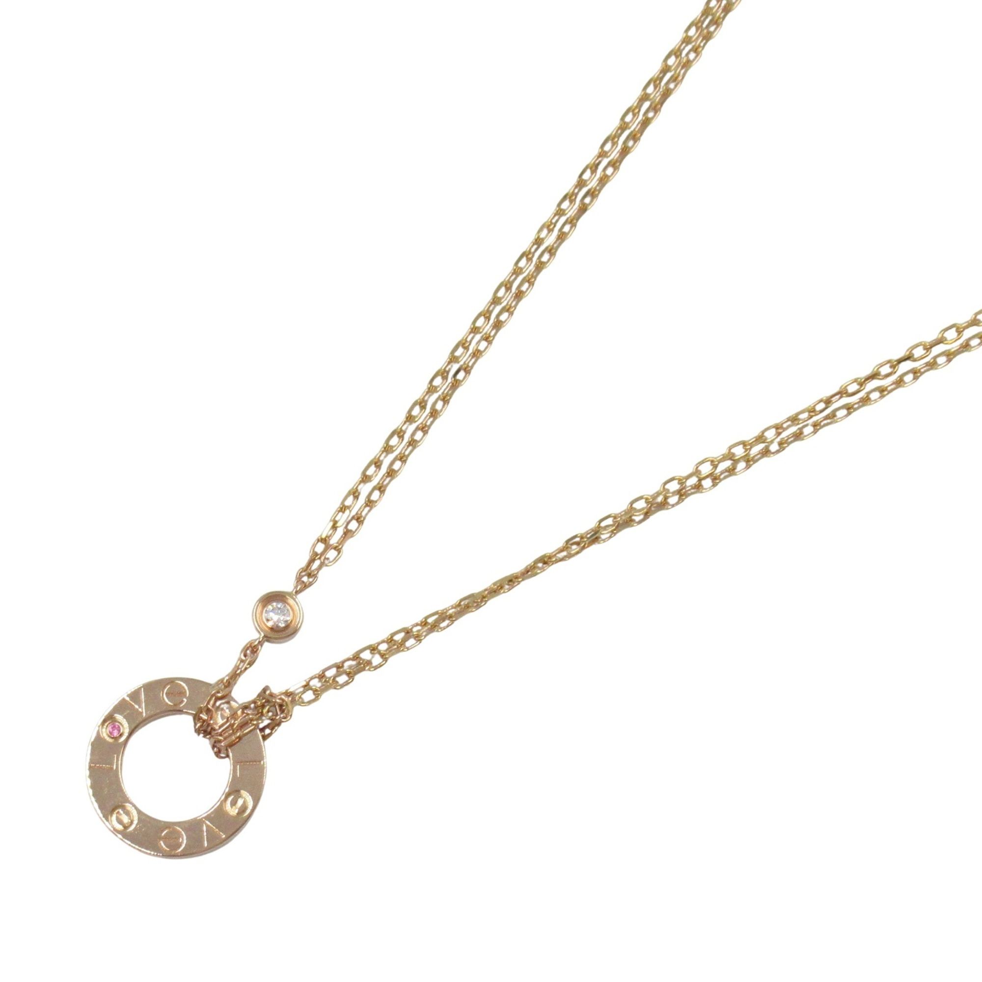 Cartier Love Circle Necklace with Diamonds and Pink Sapphires. 18K Gold (K18PG) Women's. Available i