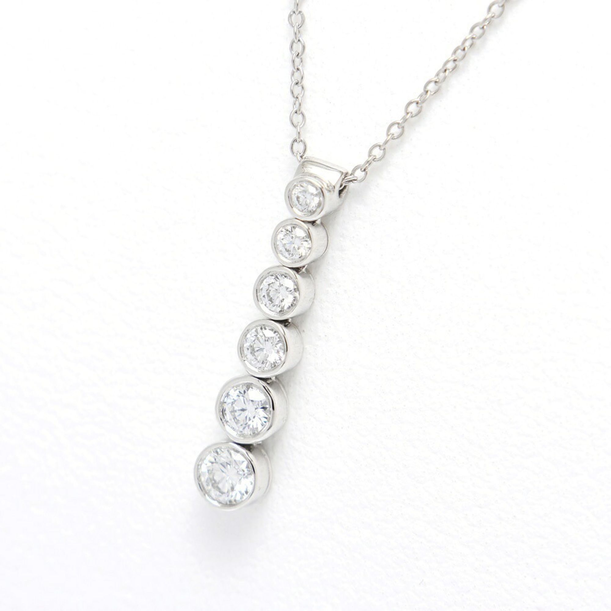 Tiffany & Co. Jazz Drop Necklace, Graduated 6 Diamonds, Pt950, 39 cm, L-159545
