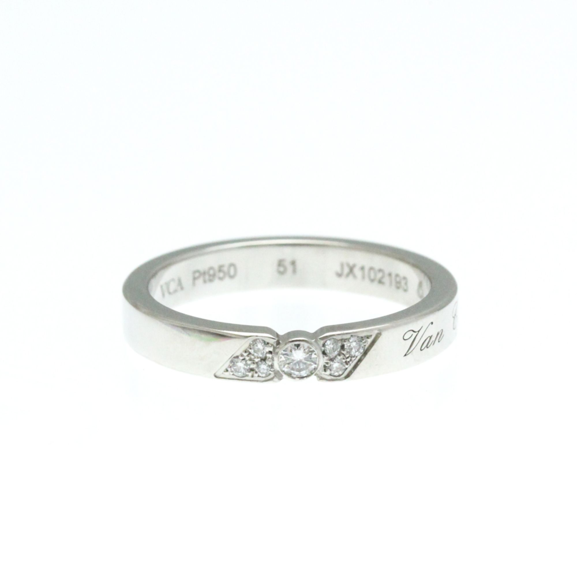 Van Cleef & Arpels Signature Ring Diamond Platinum Fashion Diamond Band Ring Silver
