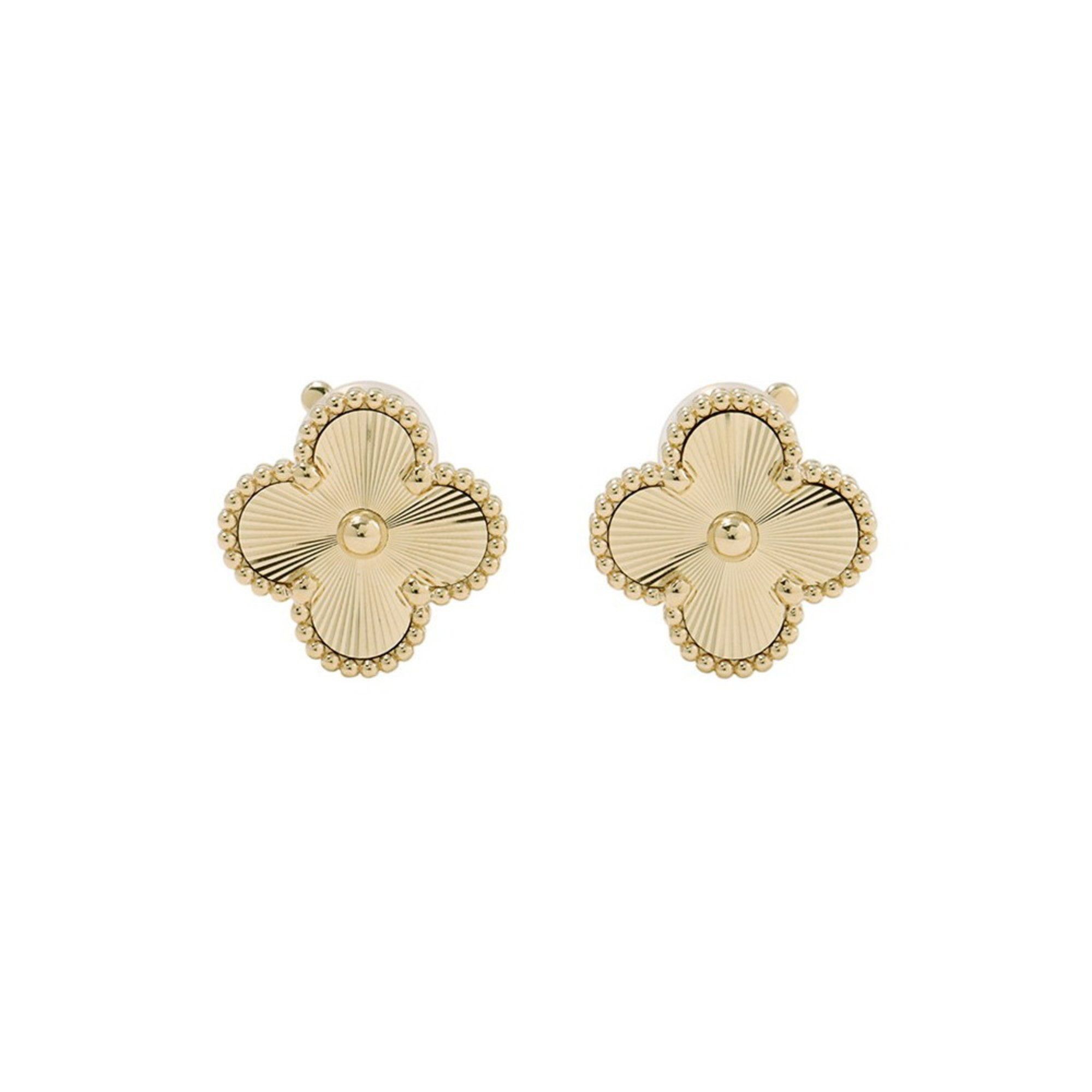 Van Cleef & Arpels Alhambra Guilloched Earrings in 18K Yellow Gold (VCARP3JL00)