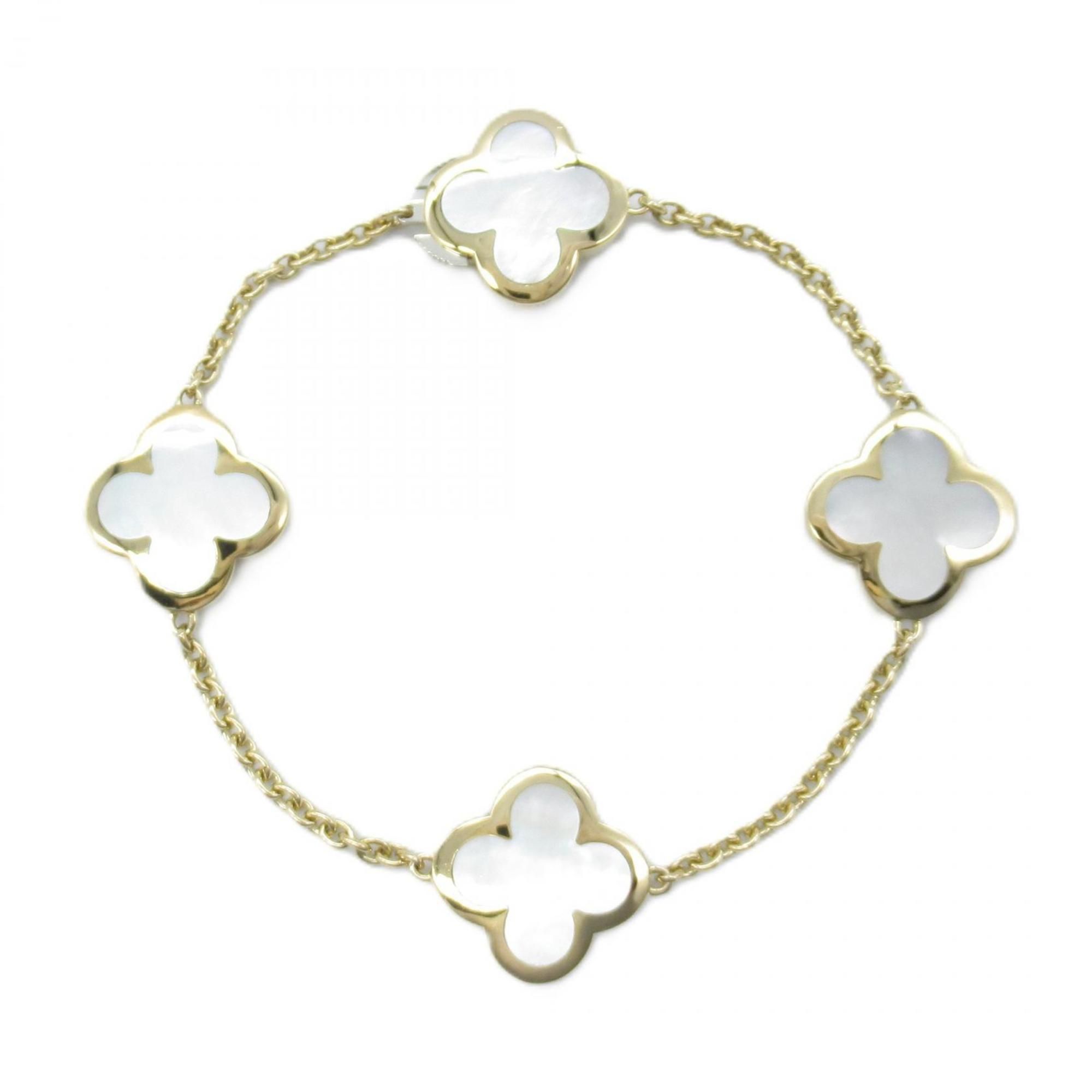 Van Cleef & Arpels Pure Alhambra Bracelet, Mother-of-Pearl, 18K Yellow Gold, Women's, Gold and White