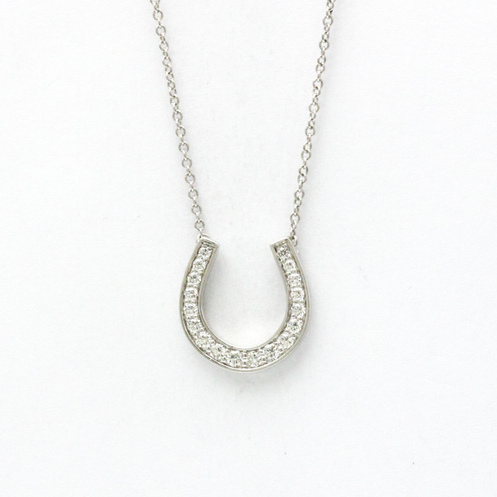 Tiffany Horseshoe Diamond Necklace Platinum Diamond Women,Men Fashion Pendant Necklace (Silver)