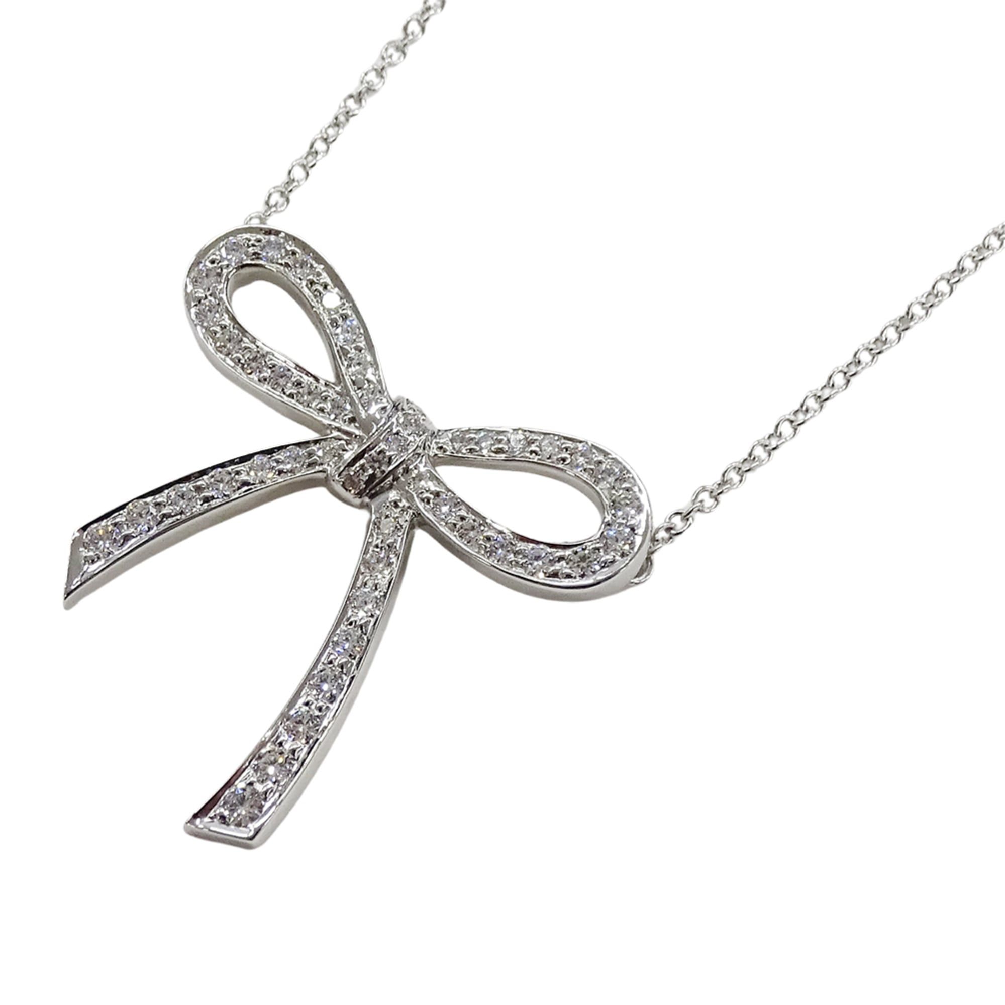 Tiffany & Co. Women's Diamond Bow Ribbon Necklace in PT950 Platinum, Polished