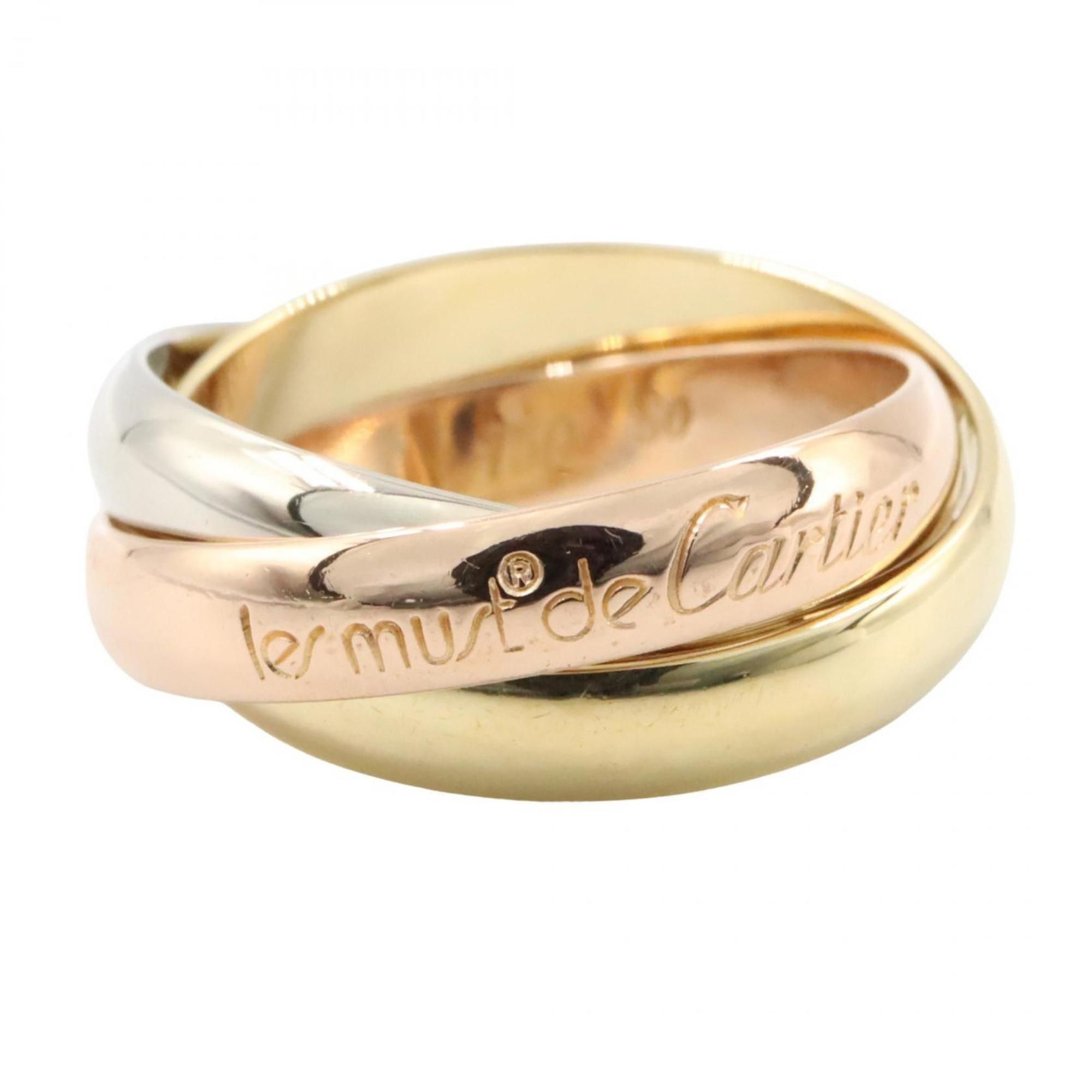 Cartier Trinity Ring, Women's Jewelry, 18K Yellow Gold, White Pink Silver