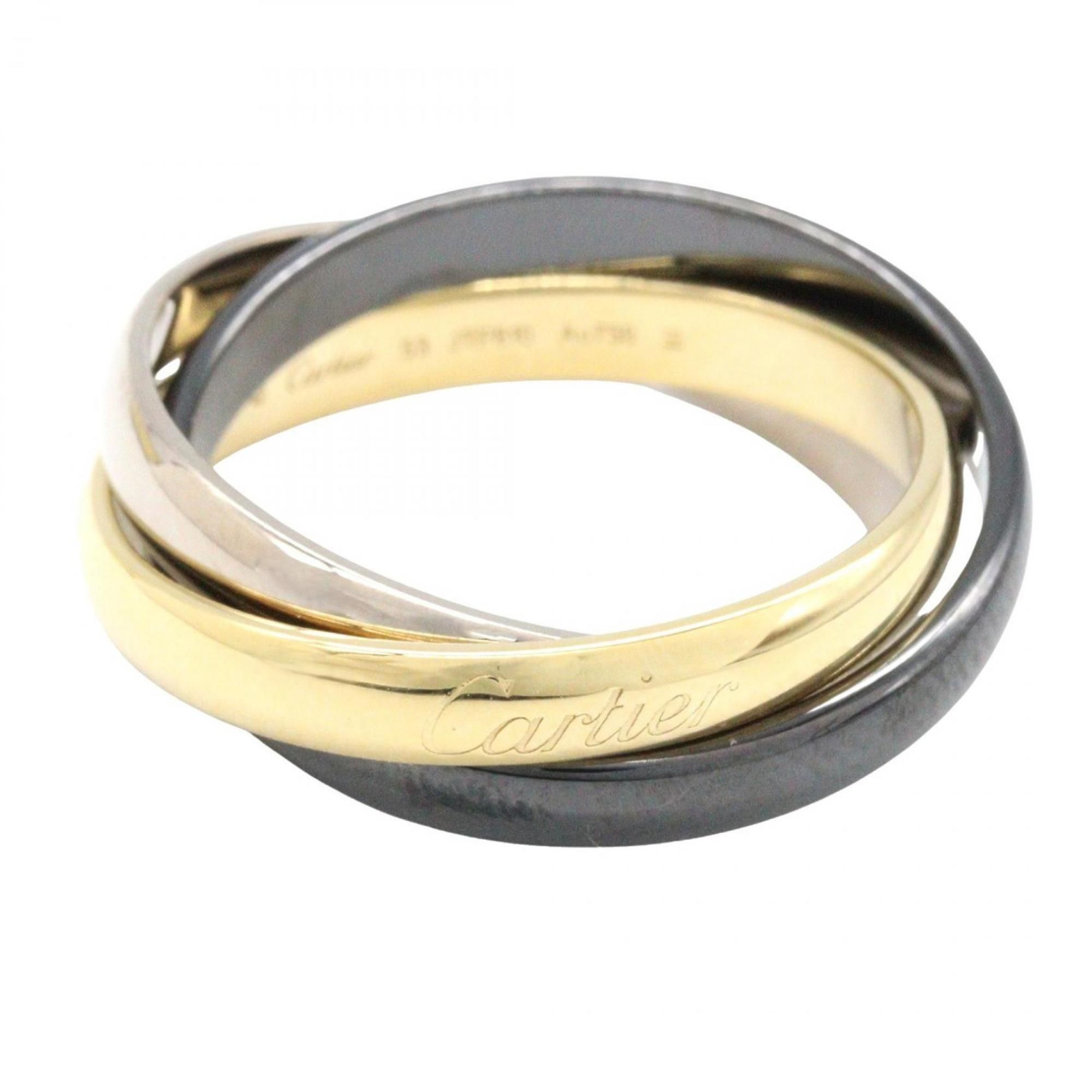 Cartier Trinity Ring, 18K Yellow Gold, White Ceramic, Men's, Women's, Silver