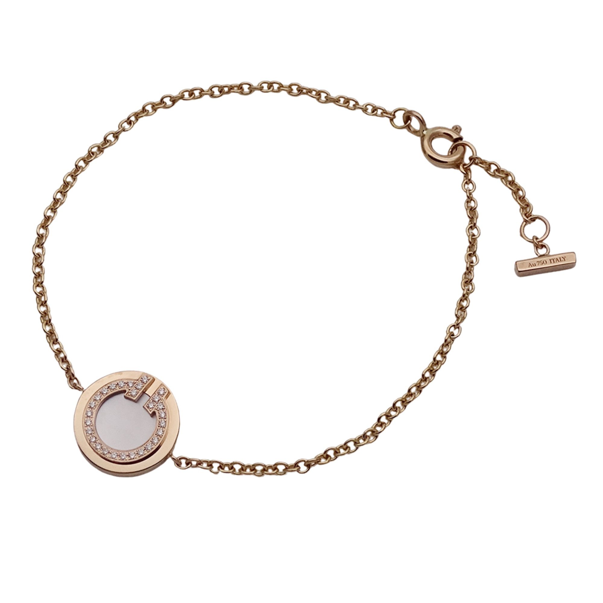 Tiffany & Co. Women's Bracelet, 750PG Diamond, Mother-of-Pearl, T-Toe Circle, Pink Gold, Polished