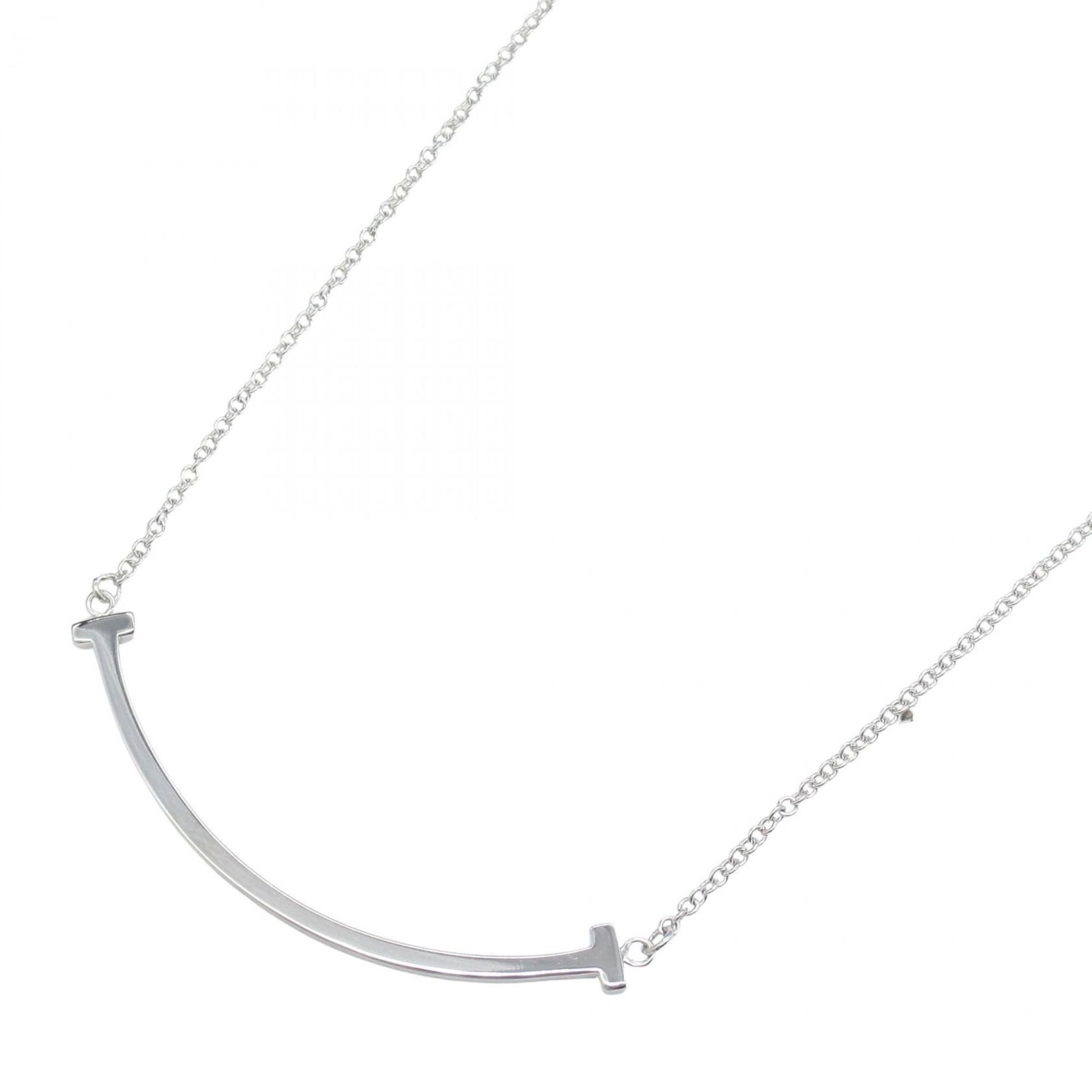 Tiffany & Co. T Smile Small Necklace, 18K White Gold, Women's, Silver, 60011677