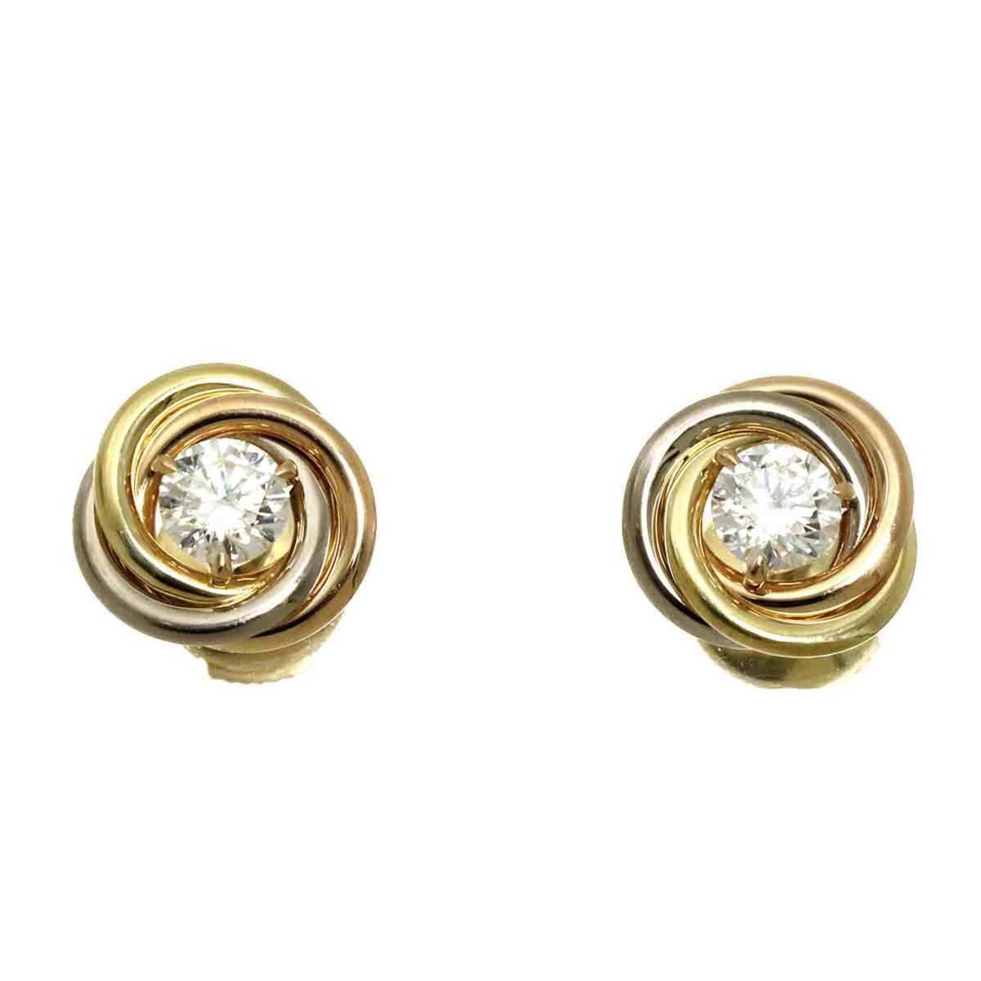 Cartier Trinity Diamond Earrings in 18K Yellow Gold, PG, and WG 750.