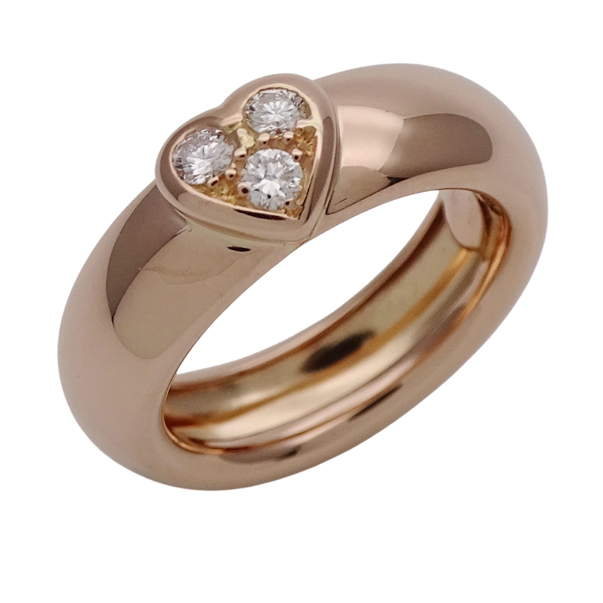 Tiffany & Co. Women's Ring, 750PG Pink Gold with 3 Diamonds, "Friendship" Design, Polished