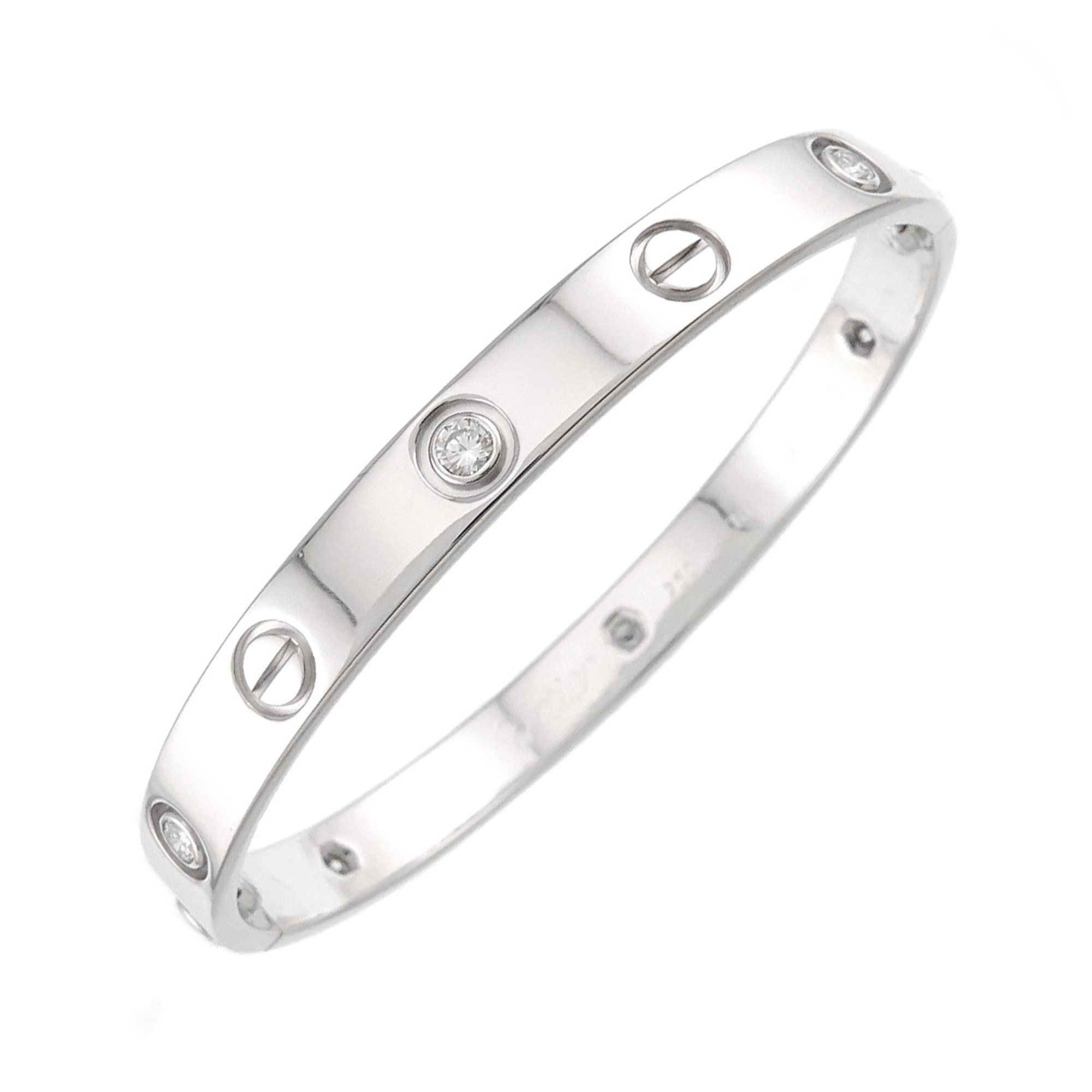 Cartier Love Bracelet, 6 Half Diamonds, #16, 18K White Gold 750, Bracelet Bangle