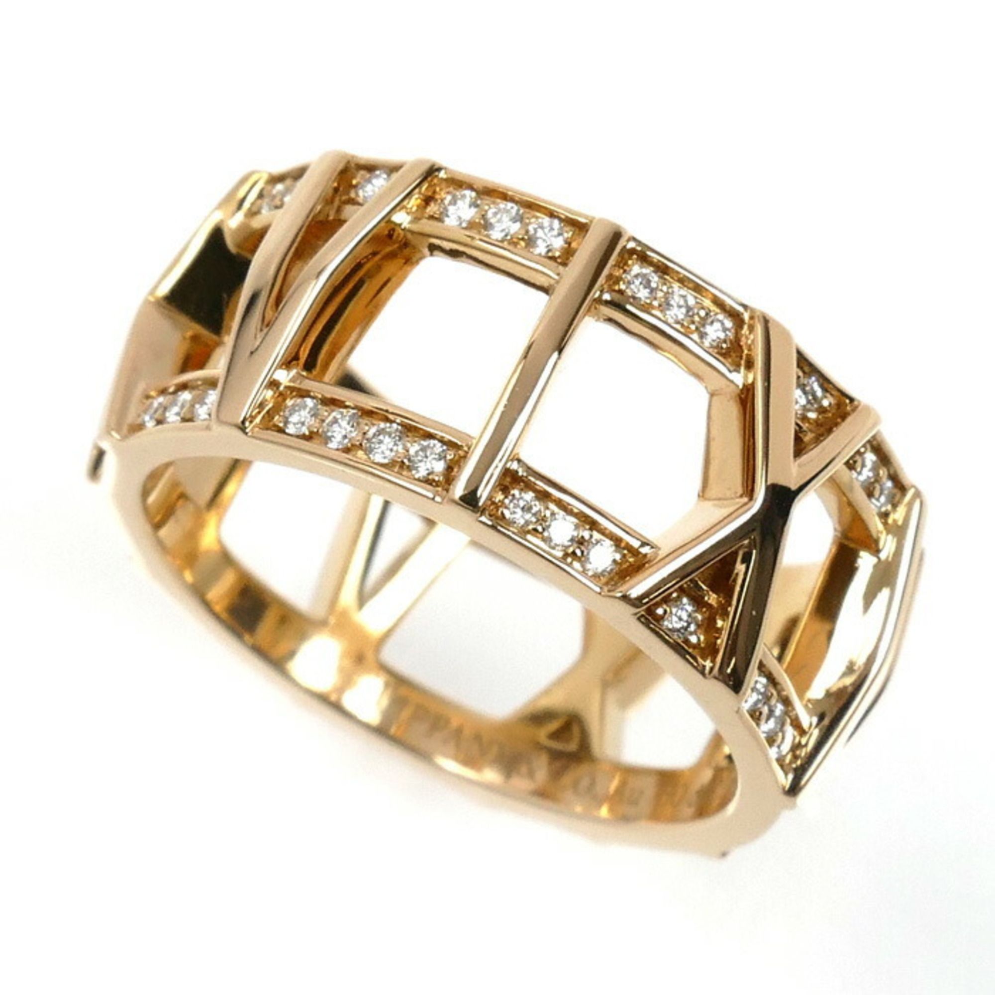 TIFFANY & Co. Tiffany Atlas X Ring in 18K Pink Gold with 0.21ct Diamond, Size 12, 6.7g, Women's