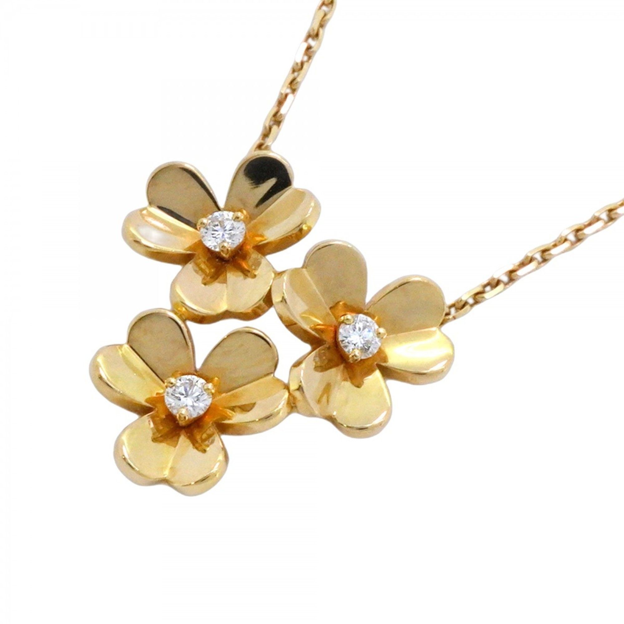 Van Cleef & Arpels Frivole 3 Flower 3PD Necklace in 18KYG Yellow Gold with Diamonds for Women P20832