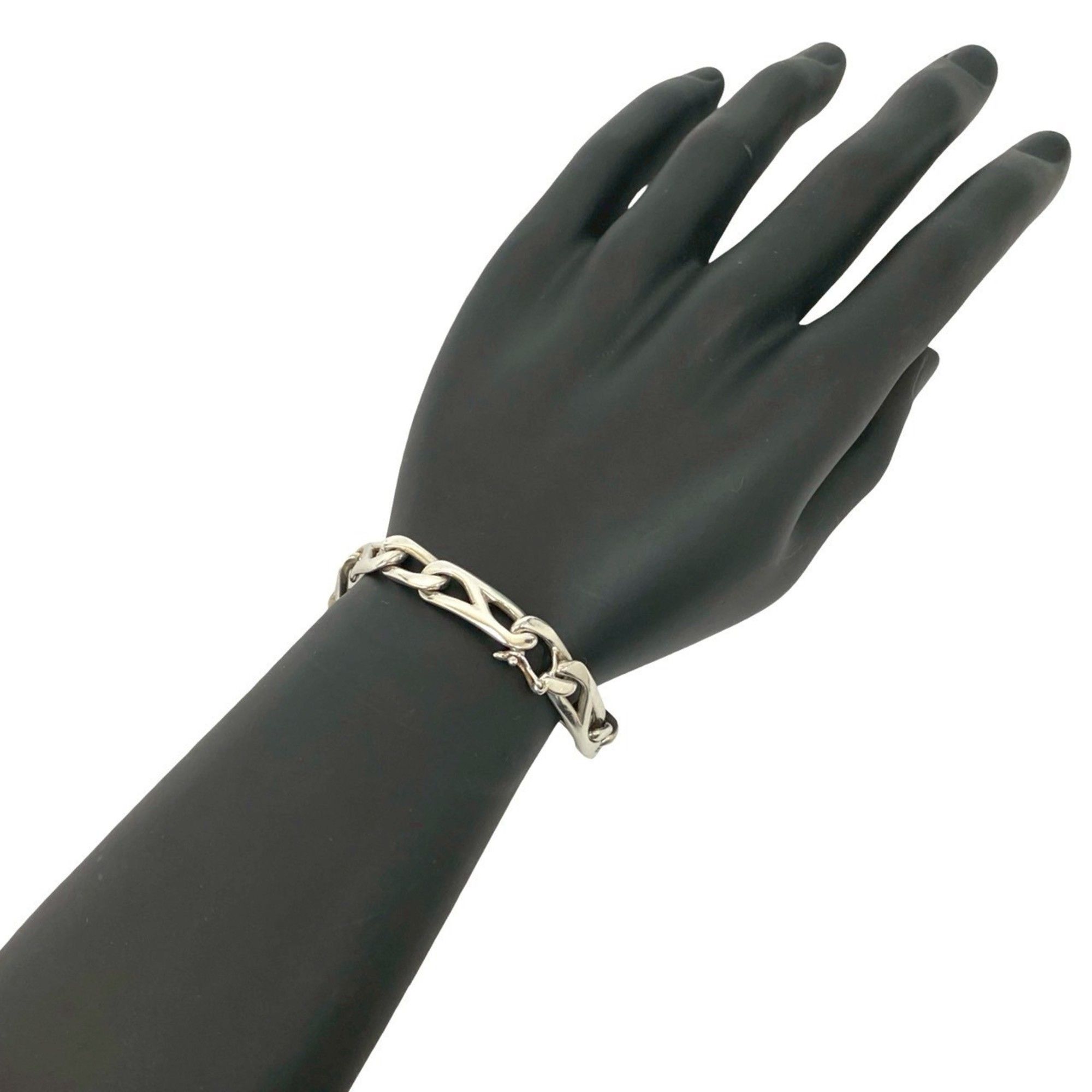 TIFFANY & Co. Tiffany Clip Shape Link Chain Silver 925 Bracelet Bangle 48600