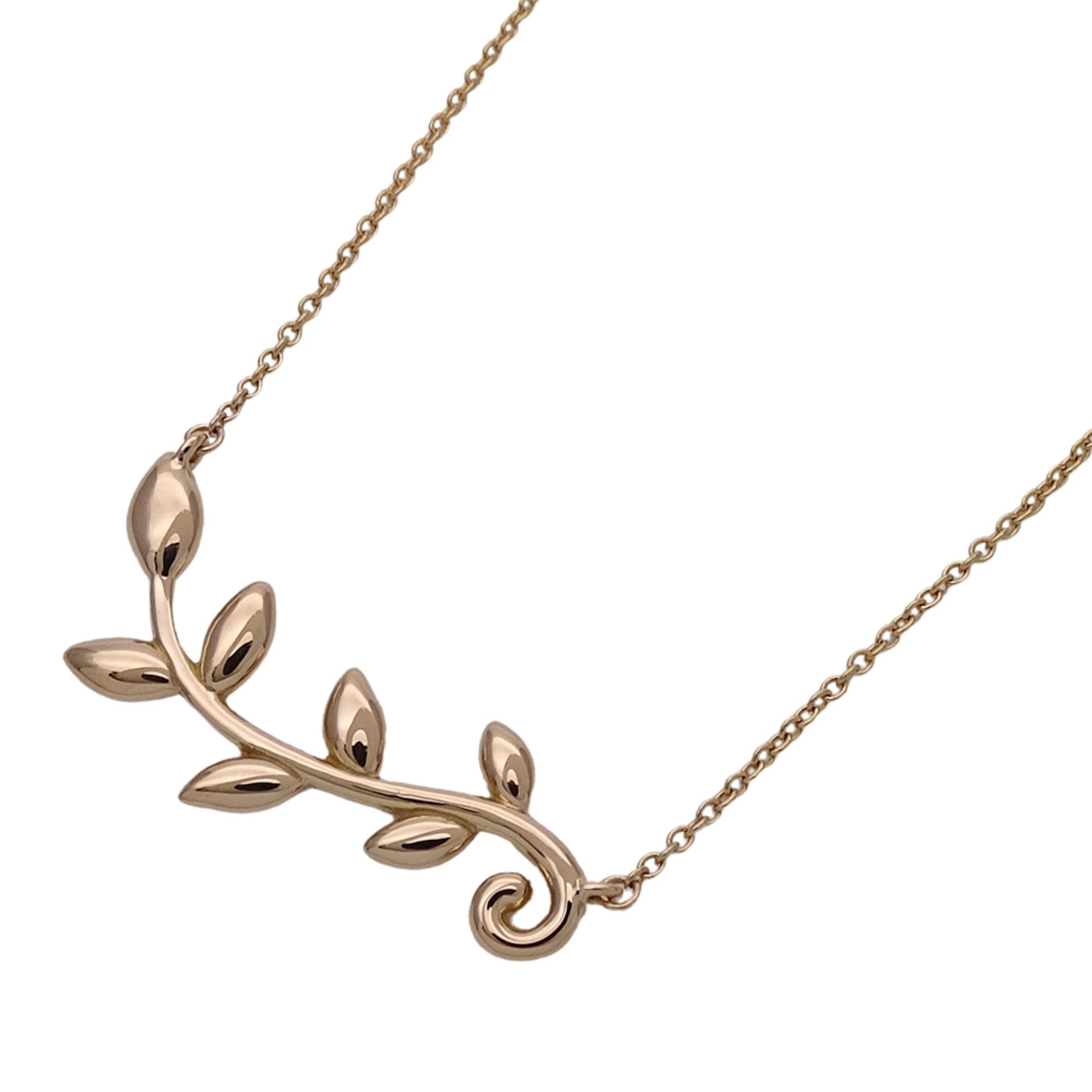 Tiffany & Co. Women's Necklace, Brand Name: Paloma Picasso Olive Leaf Vine, 750PG Pink Gold, Polishe