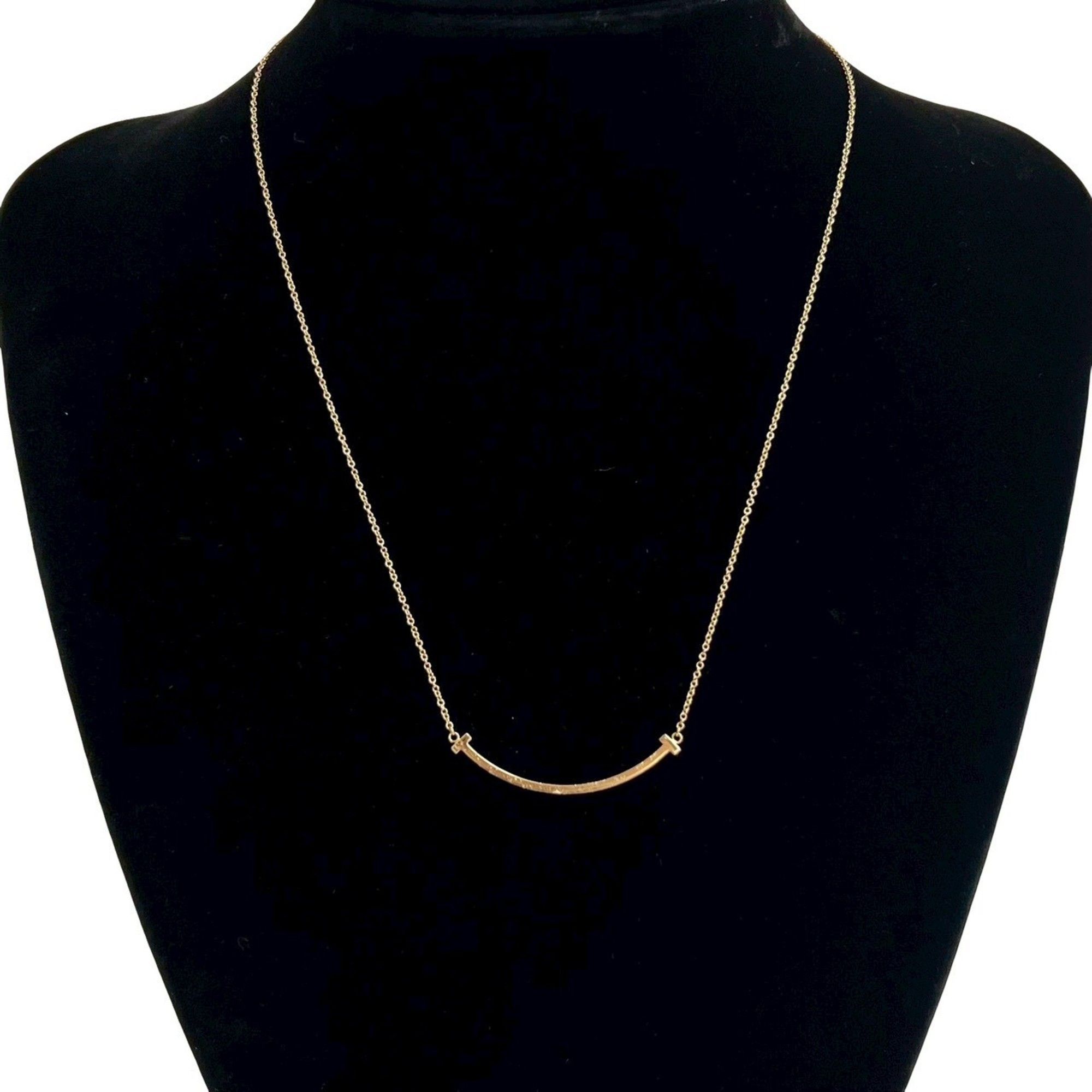 TIFFANY & Co. Tiffany T Smile Necklace 18K Gold Chain Pendant Choker Accessory 13750