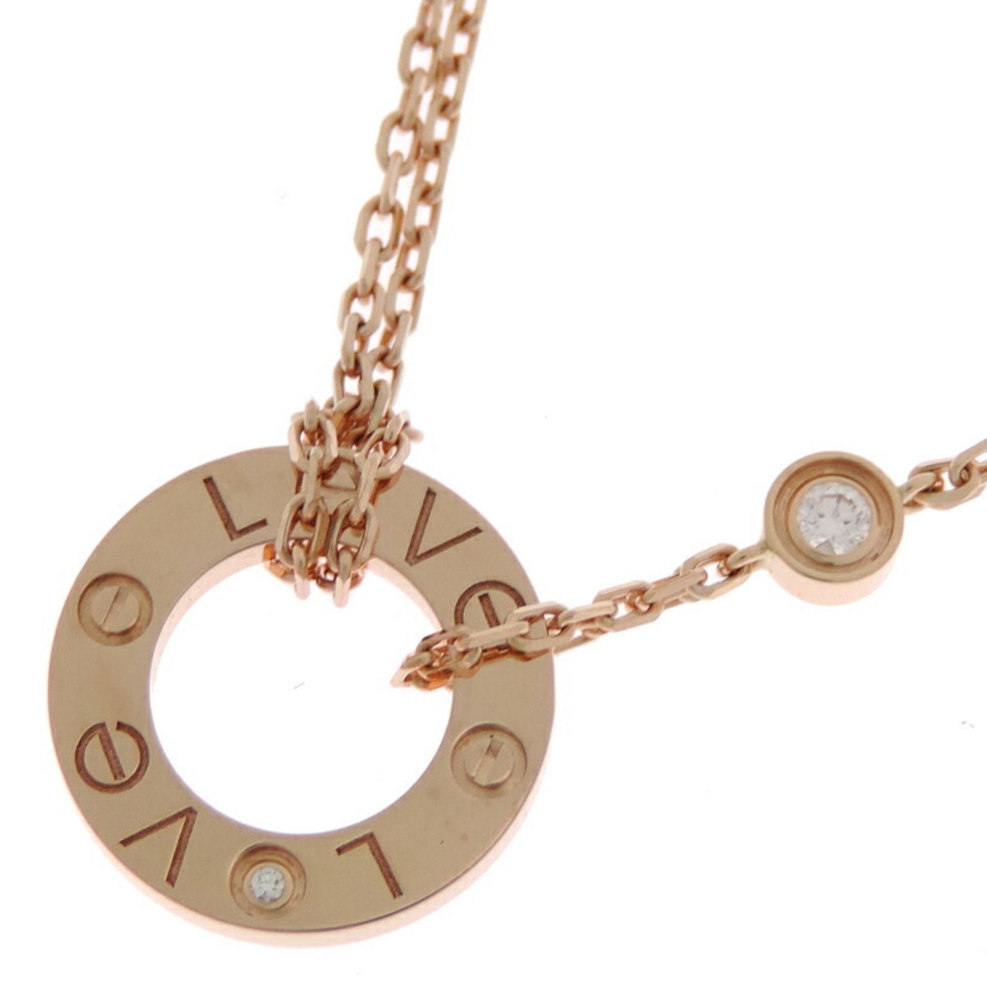 Cartier Love Circle 2P Diamond 2022 Purchased Women's Necklace B7224509 750 Pink Gold