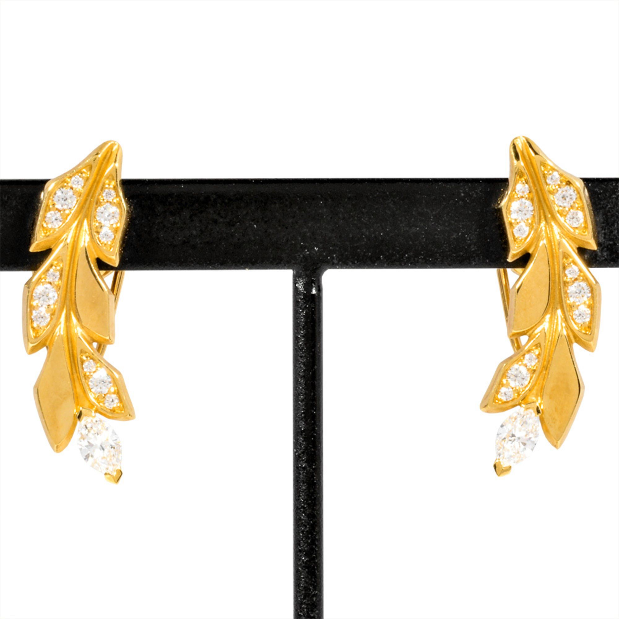 Tiffany & Co. Victoria Vine Climber Earrings with 0.165ct Diamonds and 5.9g 18K Yellow Gold for Wome