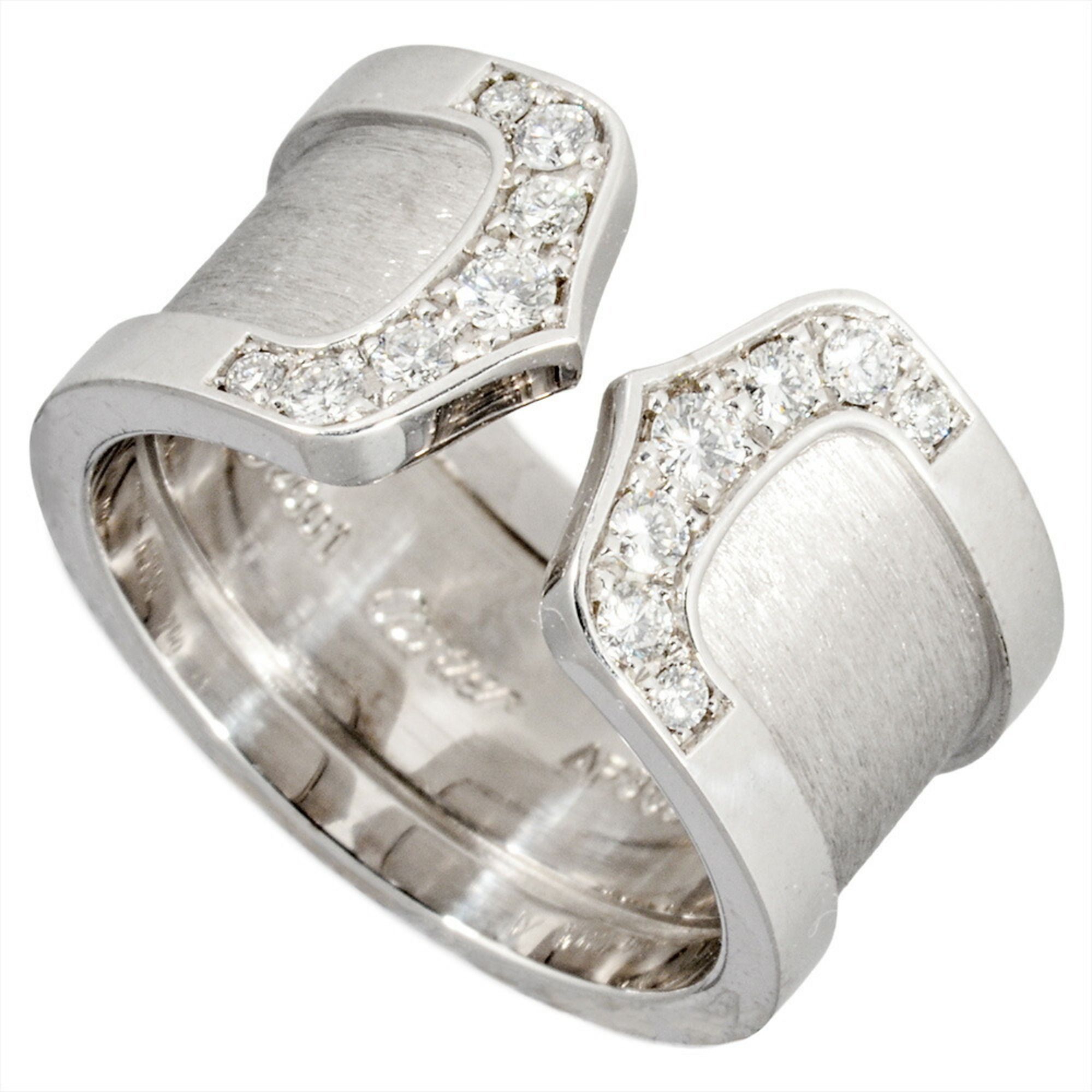 Cartier C2 Large Ring, Diamond, #49, 18KWG, 10.9g, White Gold, Women's