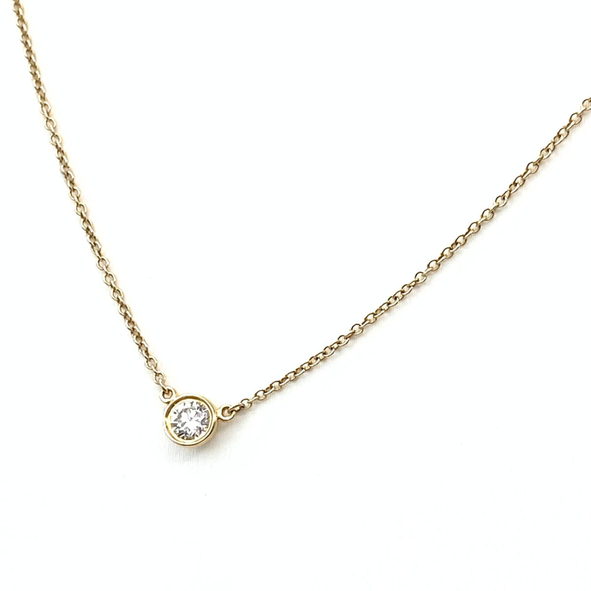 Tiffany & Co. By the Yard Necklace, Yellow Gold Pendant with Diamond, Elsa Peretti 750 Diamonds, Wom