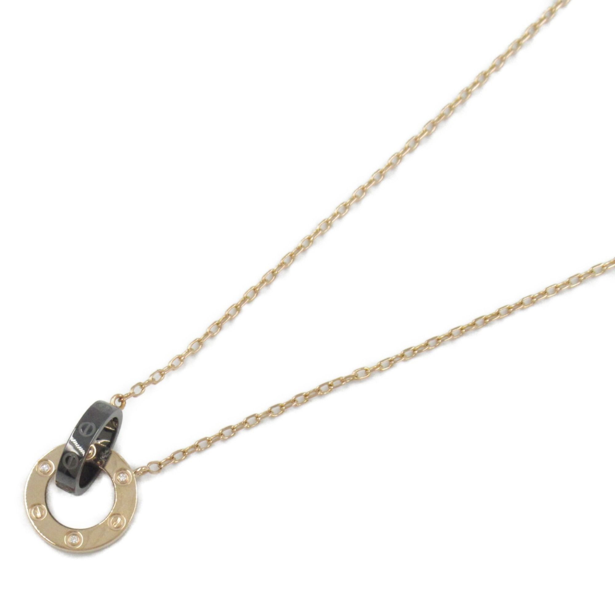Cartier Love Necklace Diamond Ceramic 18KPG (Pink Gold) Ladies Clear
