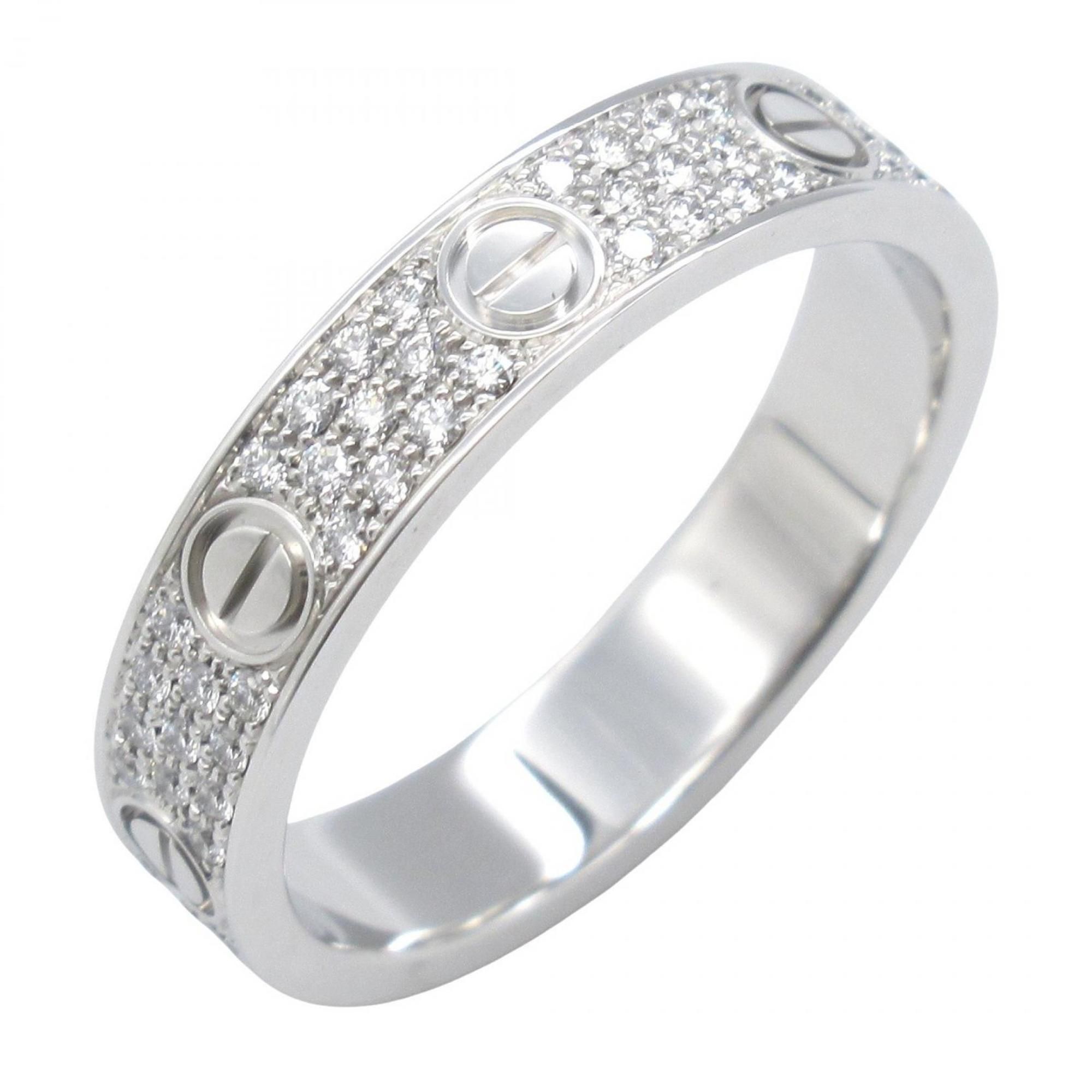 Cartier Mini Love Ring with Pavé Diamonds, 18K White Gold, and Women's, Silver Clear, B4083400