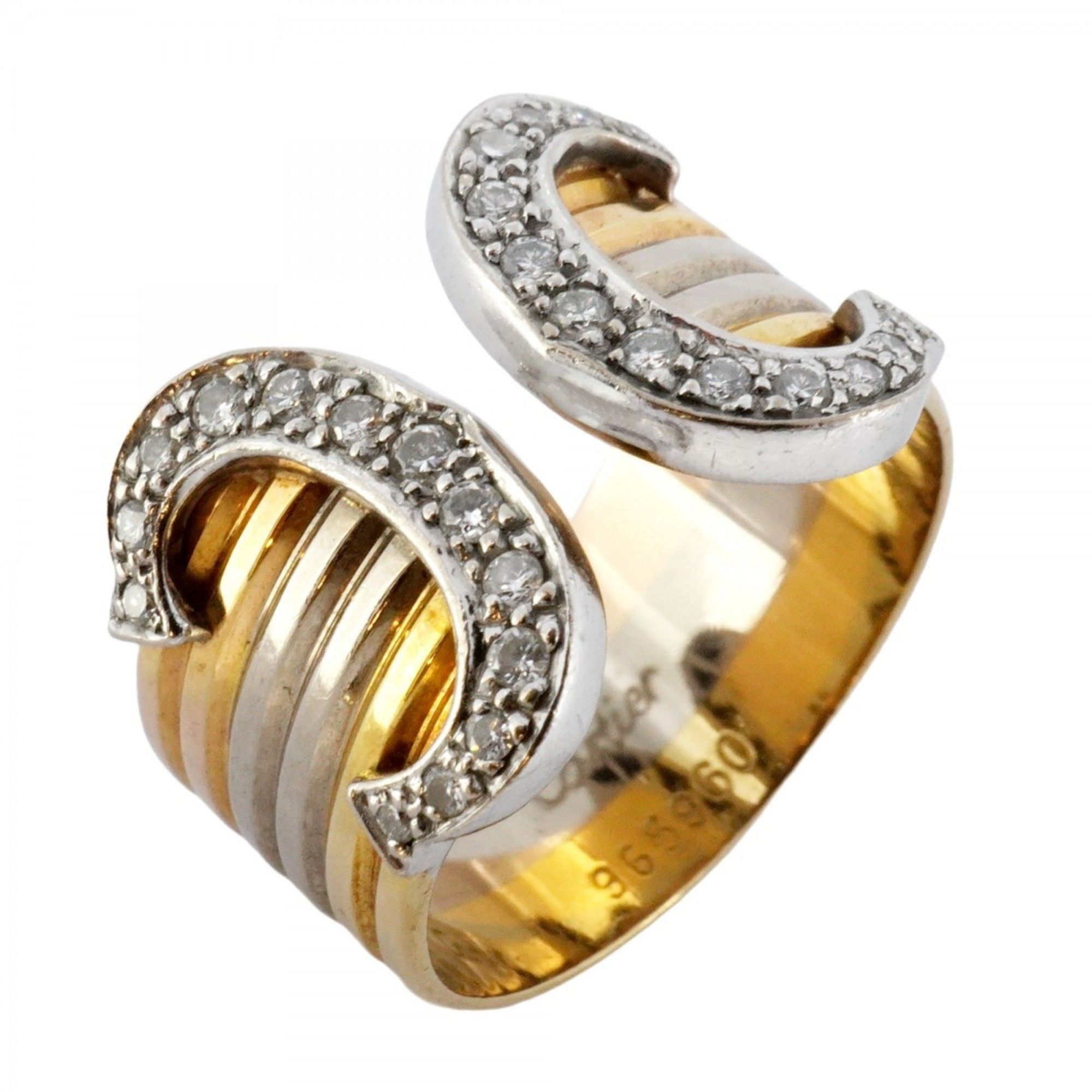 Cartier 2C Ring in 18K Yellow Gold, White Pink and Diamonds, #55, for Men Women