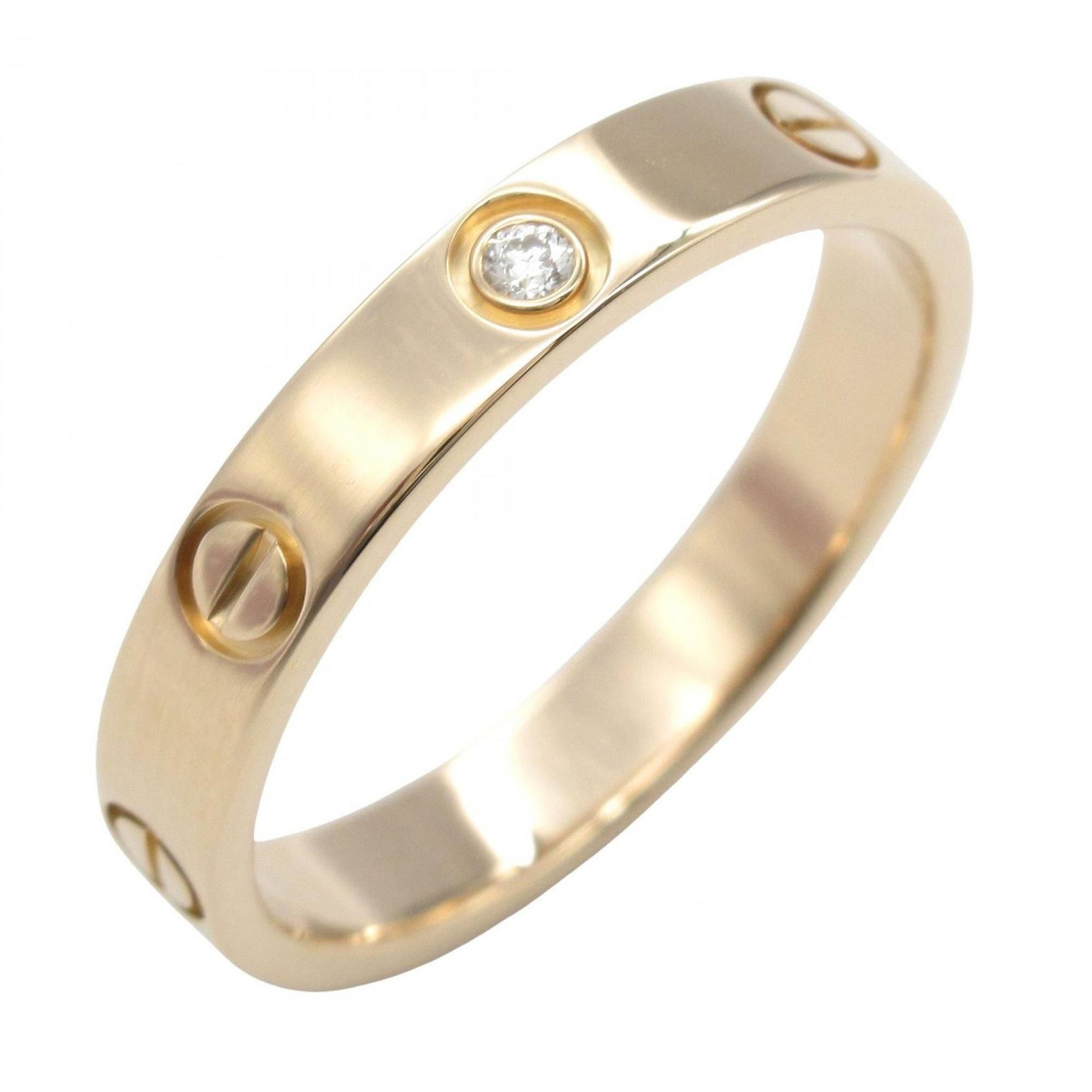 Cartier Mini Love Ring (1PD) in 18K Pink Gold with Diamonds, available gold and clear tones for men