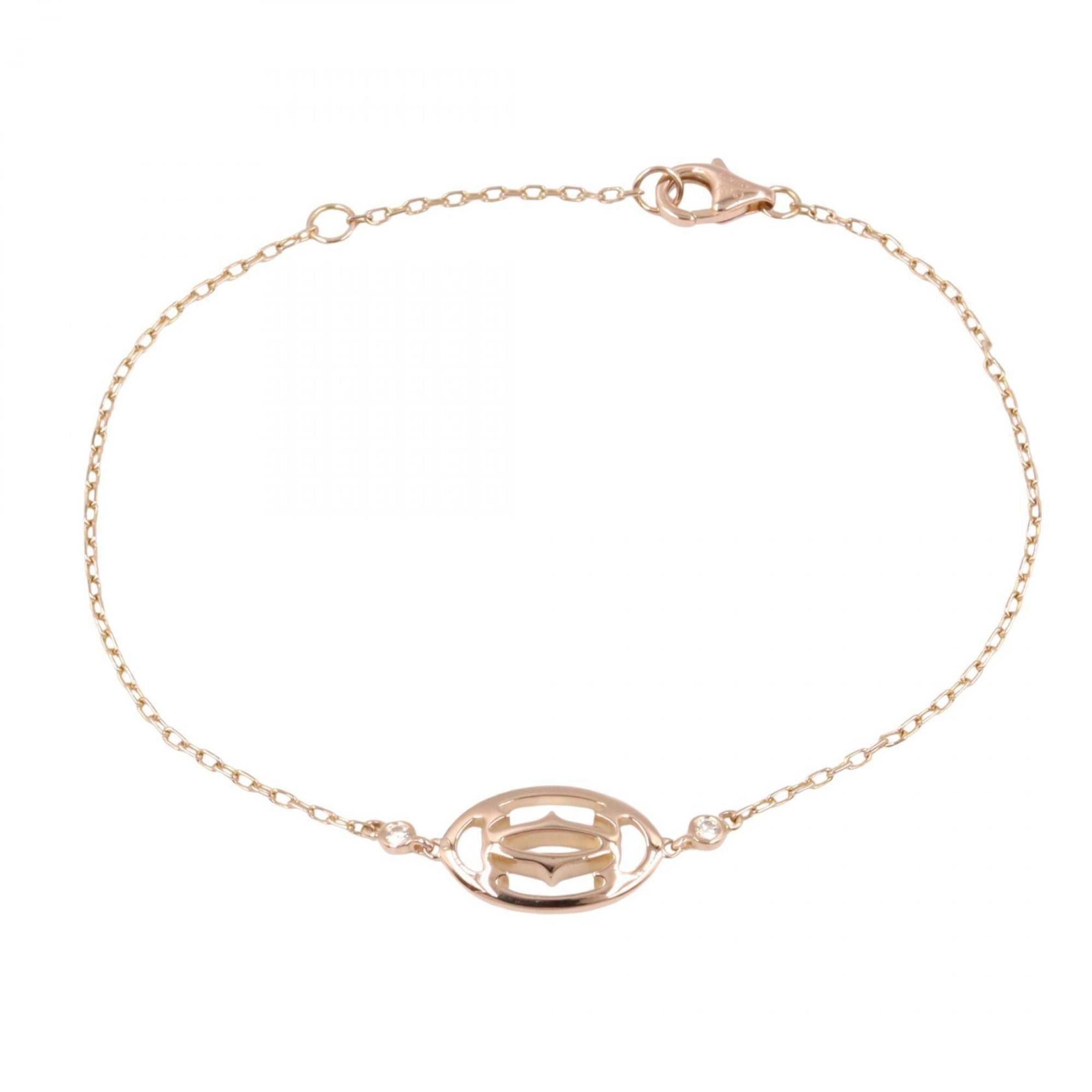 Cartier Double C Bracelet (2PD) in 18K Pink Gold with Diamonds, Women's, and Clear