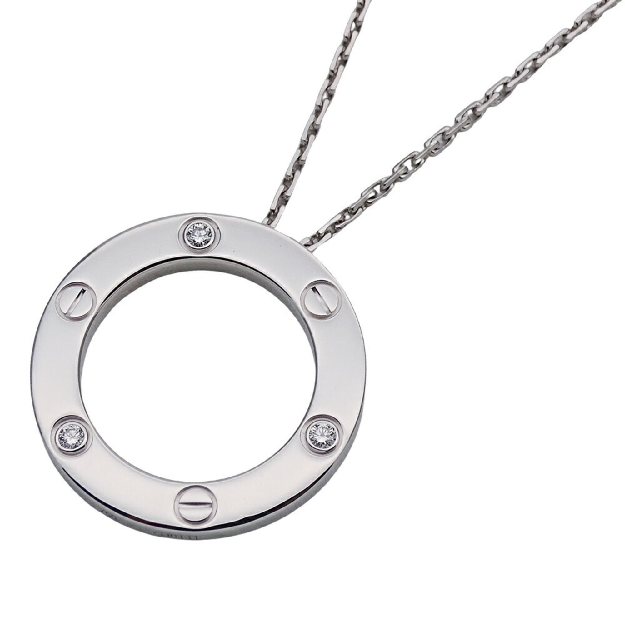 Cartier Necklace for Women 750WG 3P Diamond Love Circle LOVE White Gold Polished