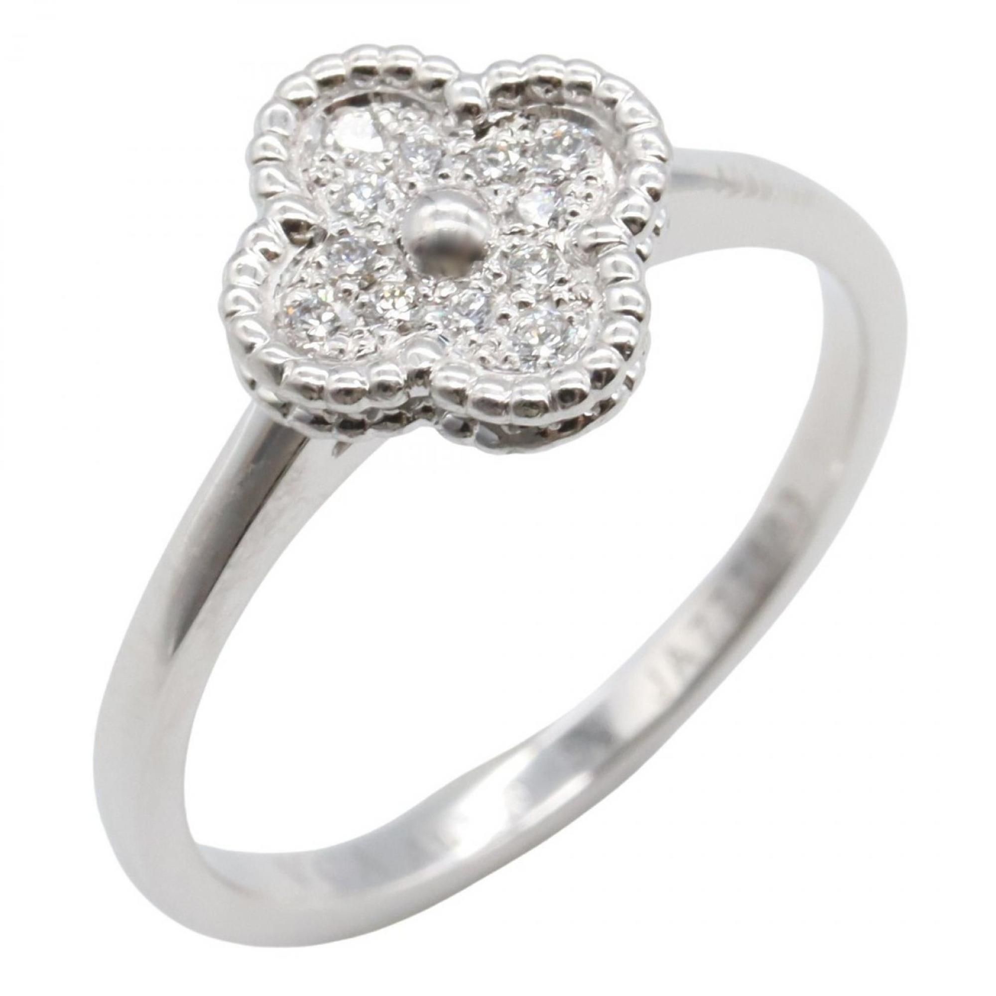 Van Cleef & Arpels Sweet Alhambra Diamond Ring in 18K White Gold (VCARO85800) - Women's, Silver or C