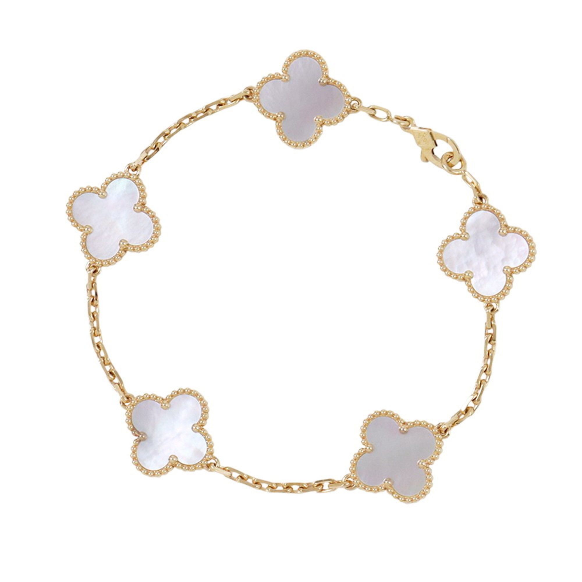 Van Cleef & Arpels Alhambra 5-Motif Bracelet in 18K Yellow Gold with Mother-of-Pearl Design (VCARA41