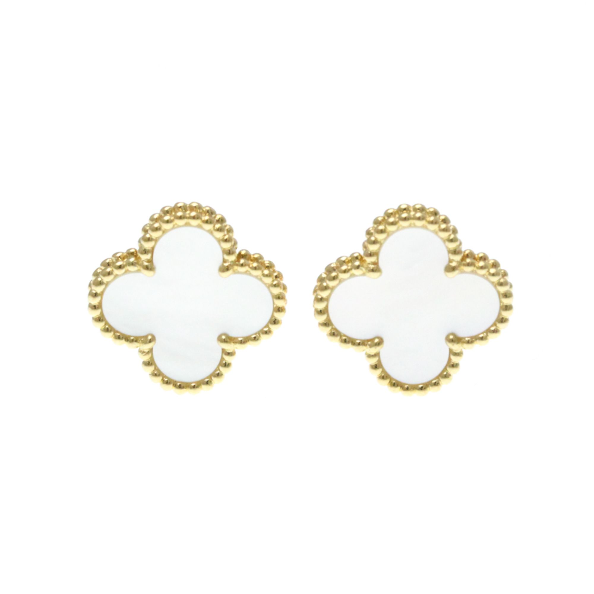 Van Cleef & Arpels Vintage Alhambra Earrings Mother Of Pearl Yellow Gold (18K) Stud Earrings Gold