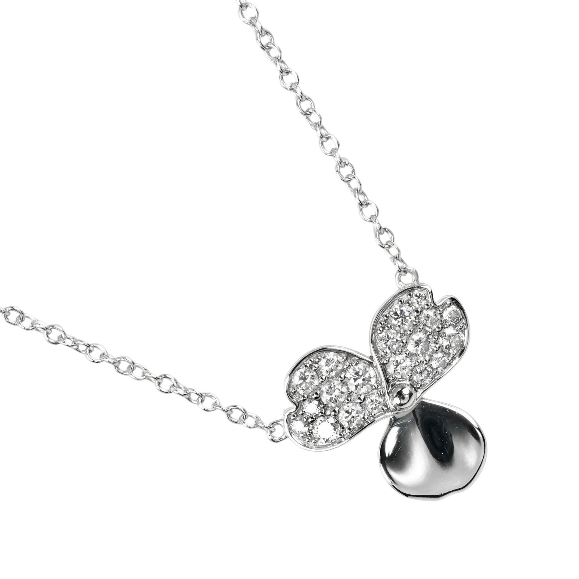 Tiffany & Co. Paper Flower Necklace, Pt950 Platinum, Diamond, Approx. 3.56g