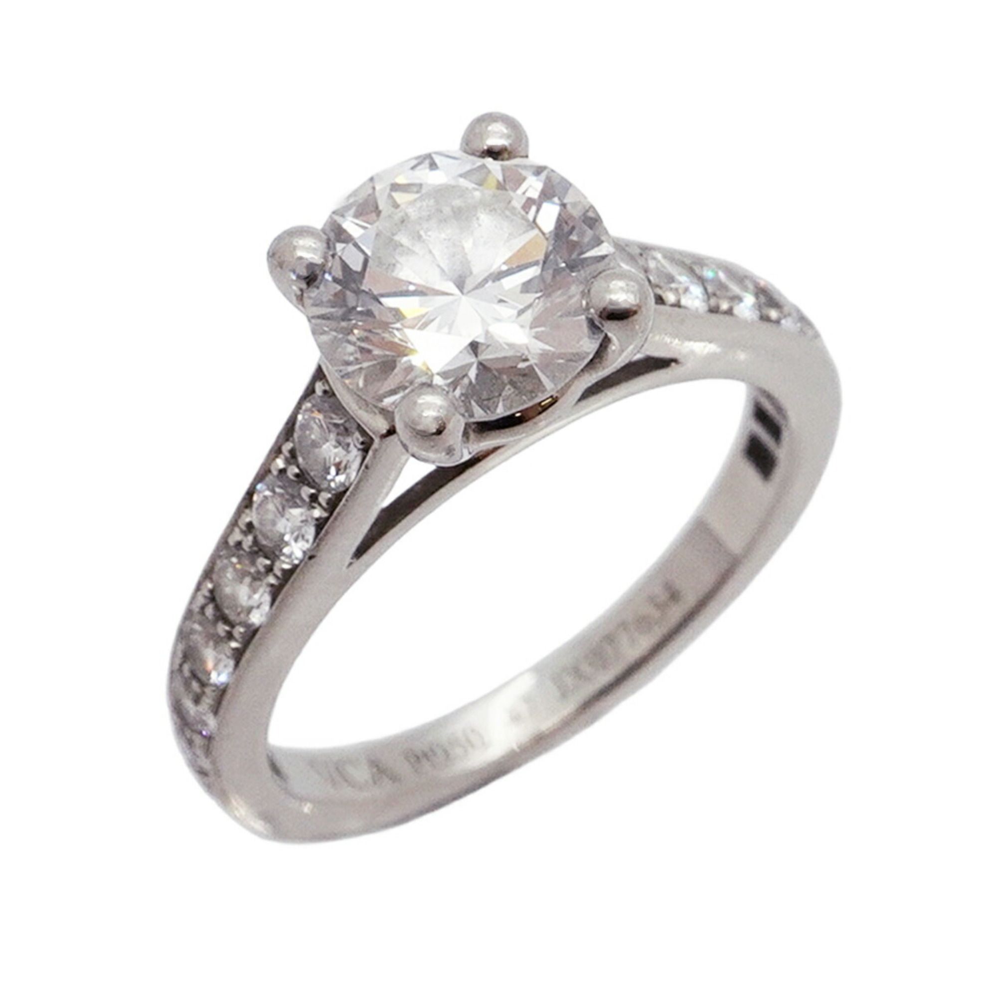 Van Cleef & Arpels Romance Solitaire Ring, Pt950 Platinum, Diamond, #47, Women's