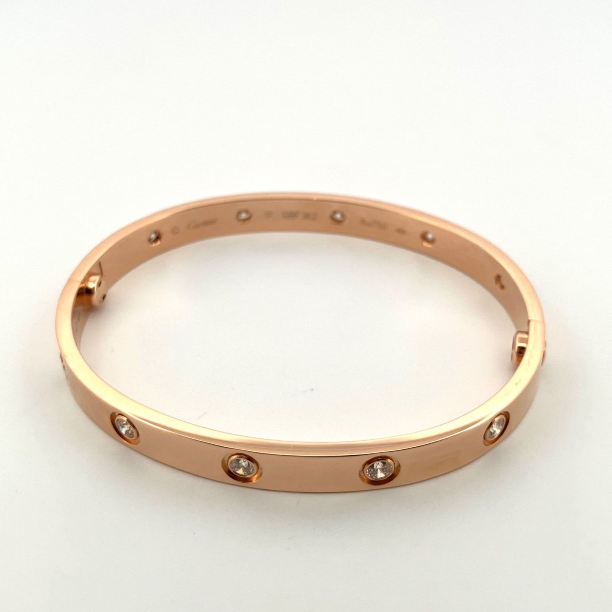 Cartier Love Bracelet Au750 Full Diamond 10PD LOVE #17 B6070217 K18PG Pink Gold