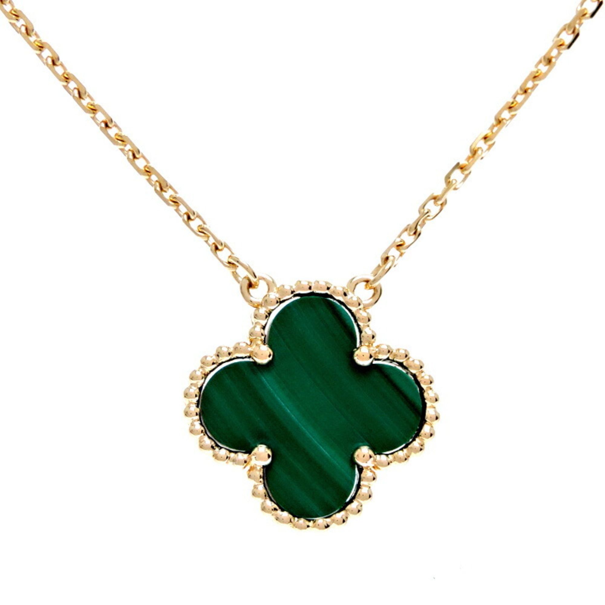 Van Cleef & Arpels Alhambra Malachite Pendant Necklace for Women, VCARO9VA00, 750 Yellow Gold and Gr
