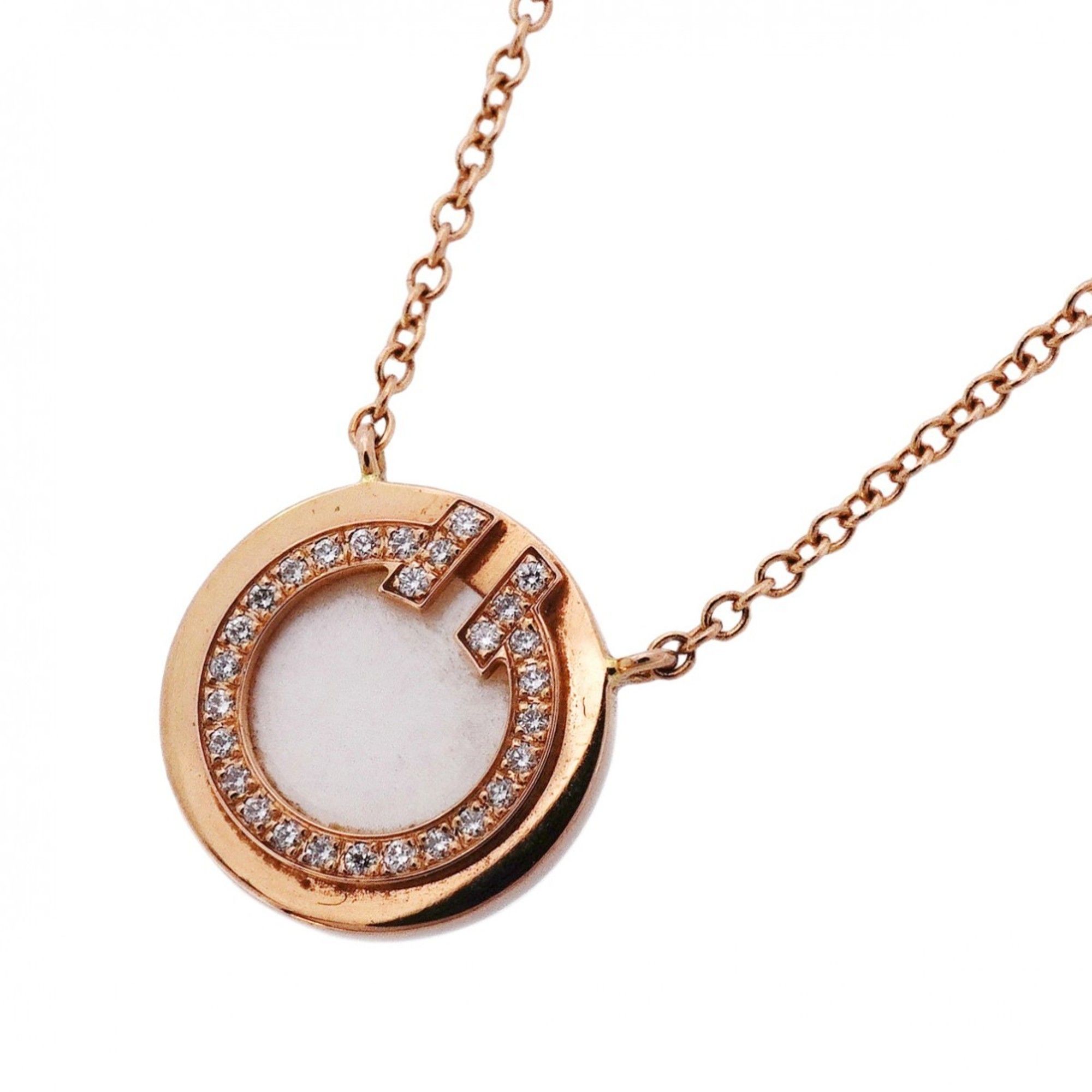 Tiffany T-Circle Necklace in 18K Pink Gold with Diamonds and Mother-of-Pearl for Women