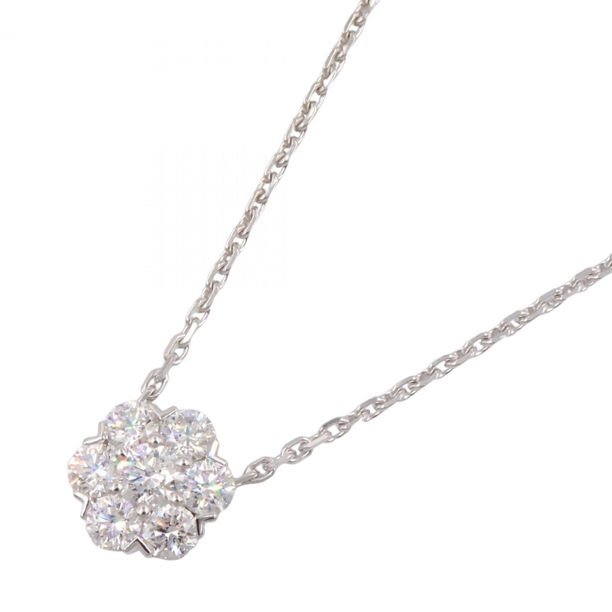 Van Cleef & Arpels Fleurette Diamond Necklace in 18K White Gold (Silver or Clear).