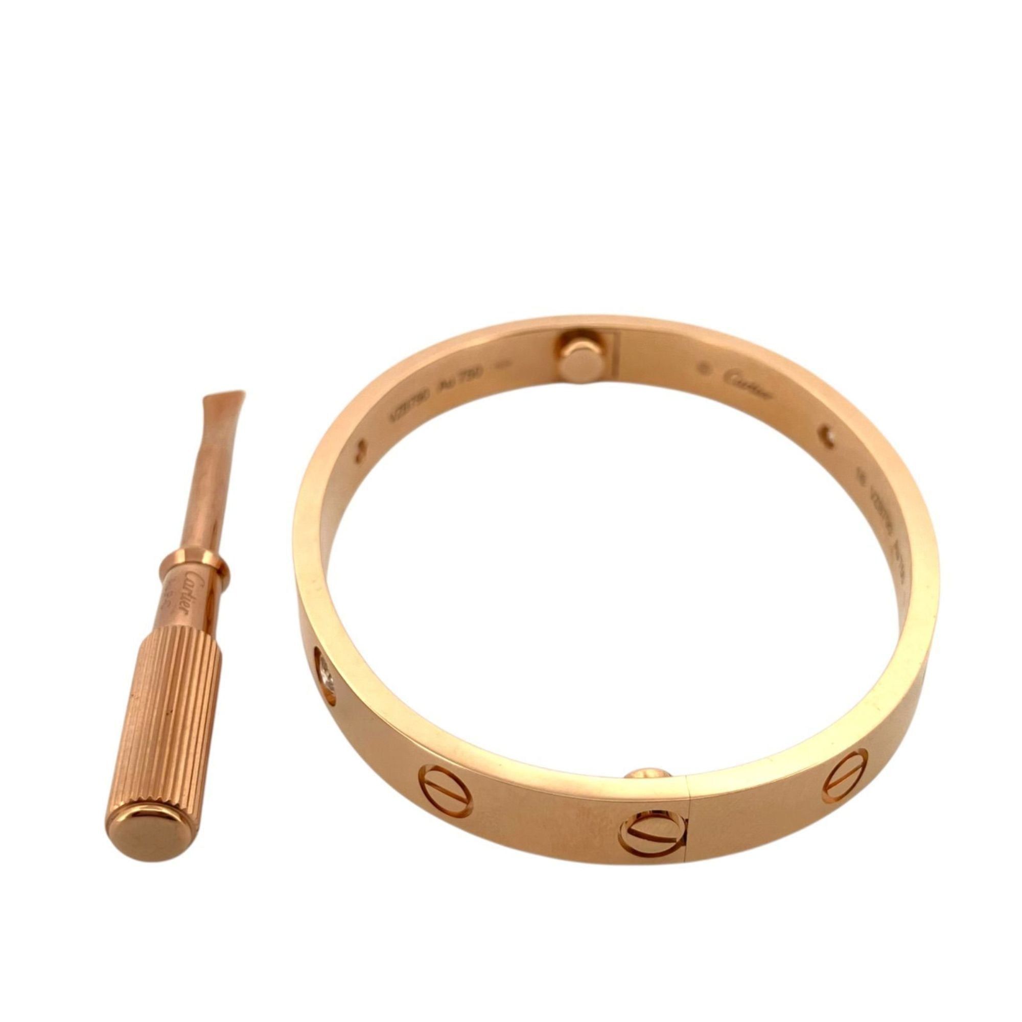 Cartier Love Bracelet 4PD Half Diamond LOVE #16 B6035917 K18PG Pink Gold