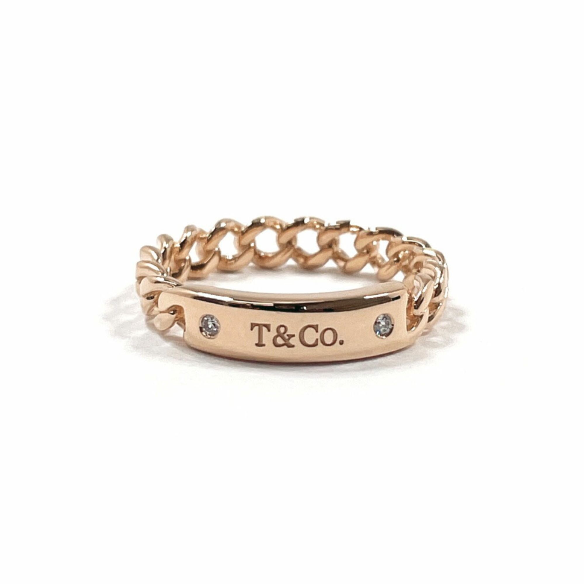 TIFFANY & Co. Tiffany Micro Link 2P Ring 18K Pink Gold/Diamond 9 Gold Women's