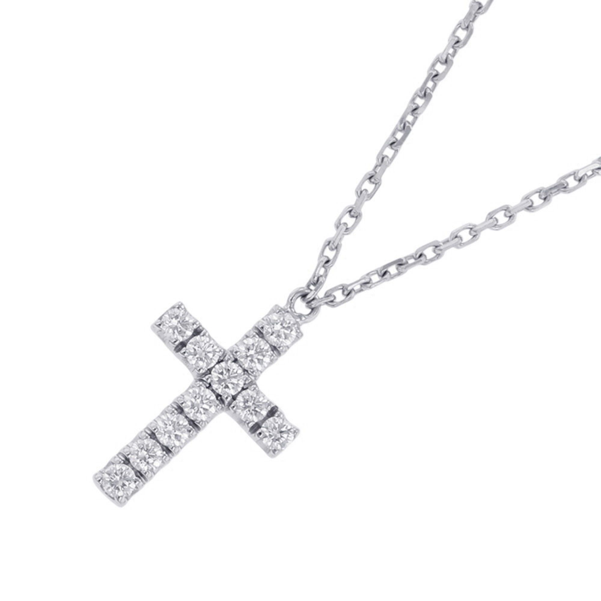 Cartier Cross Necklace with 11 Diamonds, 0.13ct Total, 18K White Gold, B7221700.