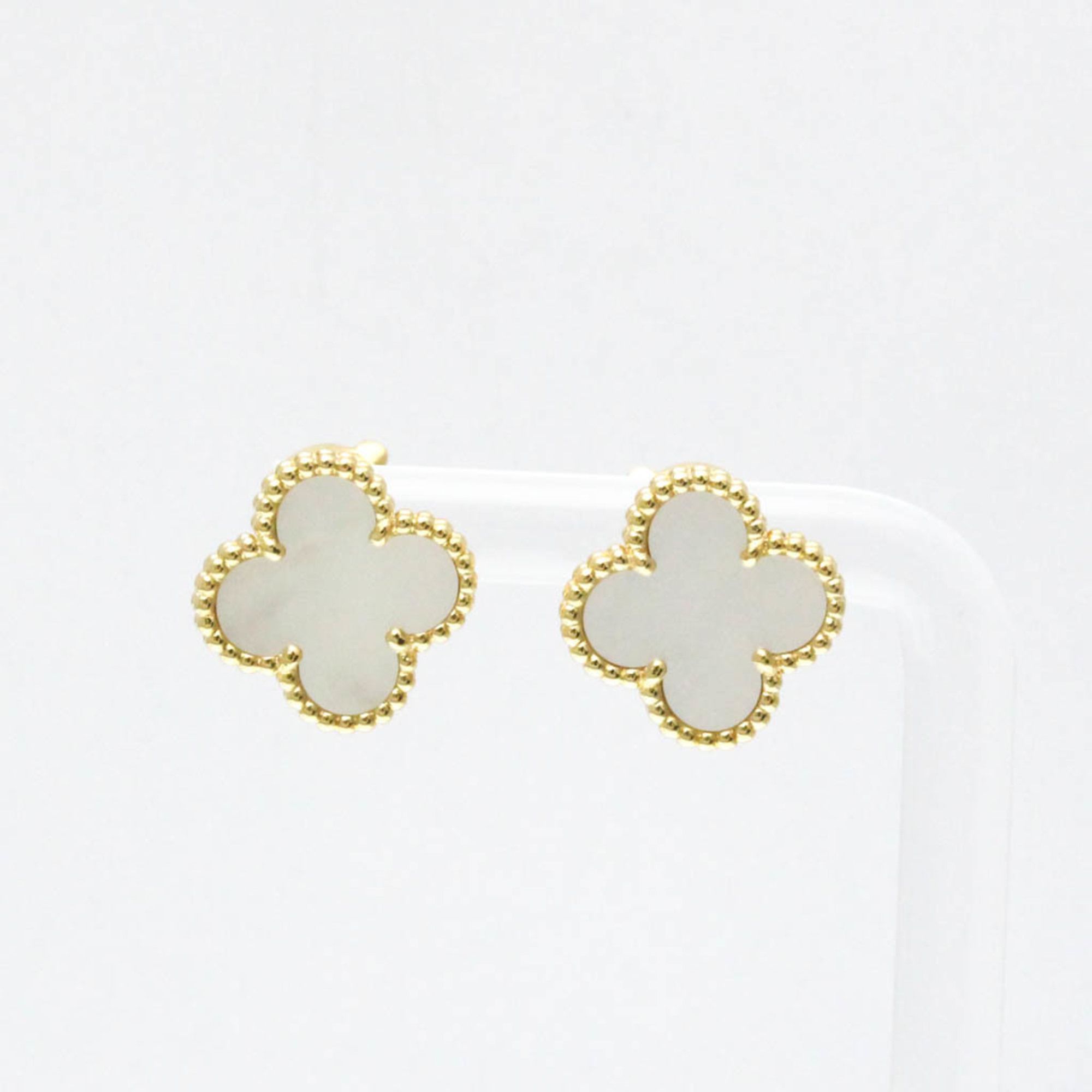 Van Cleef & Arpels Vintage Alhambra Earrings Mother Of Pearl Yellow Gold (18K) Stud Earrings Gold