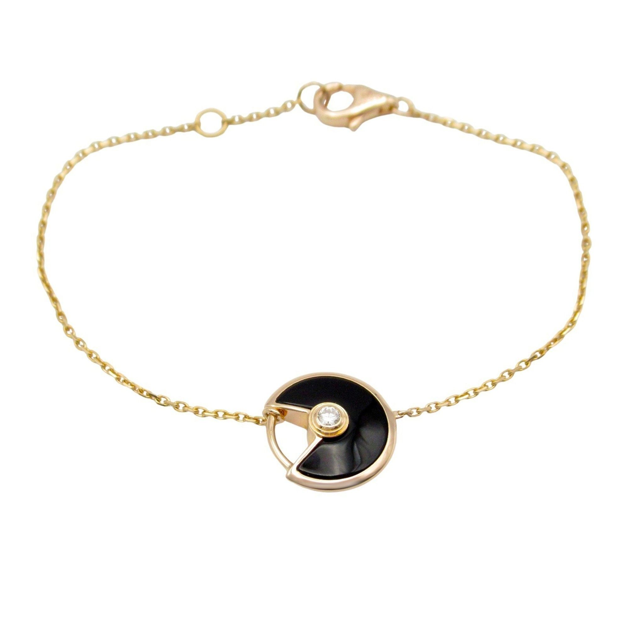 Cartier Amulet Bracelet, Onyx, Diamond, 18K Pink Gold, Black, Clear, Women's