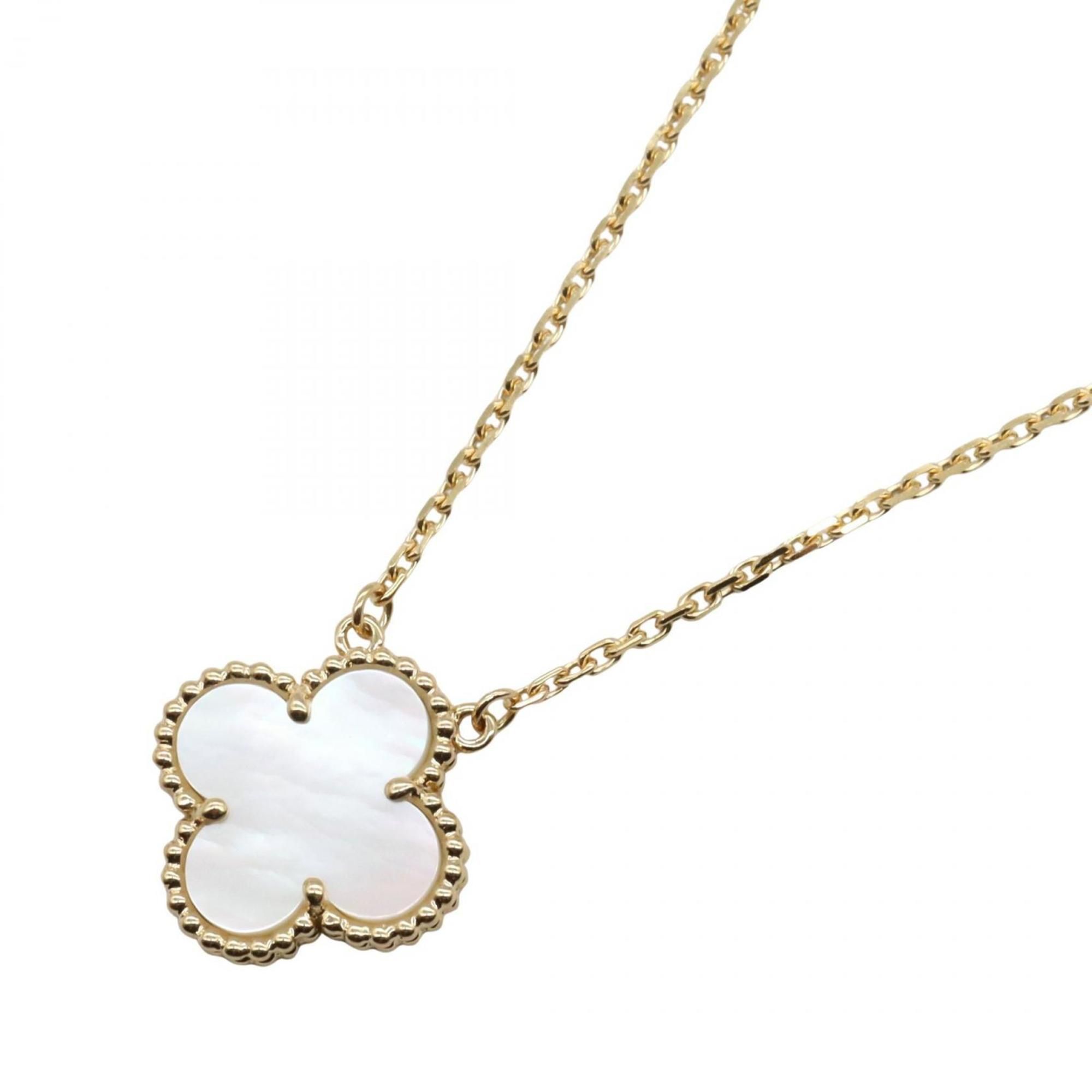 Van Cleef & Arpels Vintage Alhambra Necklace, 18K Yellow Gold with Mother-of-Pearl, Women's, and Whi
