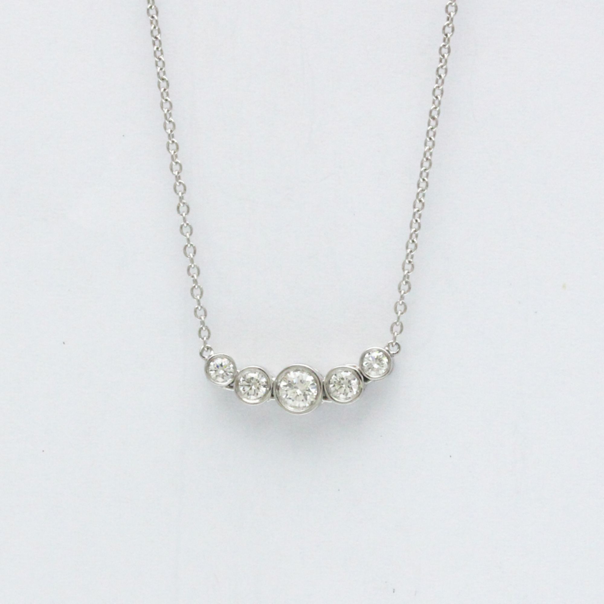 Tiffany Jazz Graduated Necklace Platinum Diamond Men,Women Fashion Pendant Necklace (Silver)