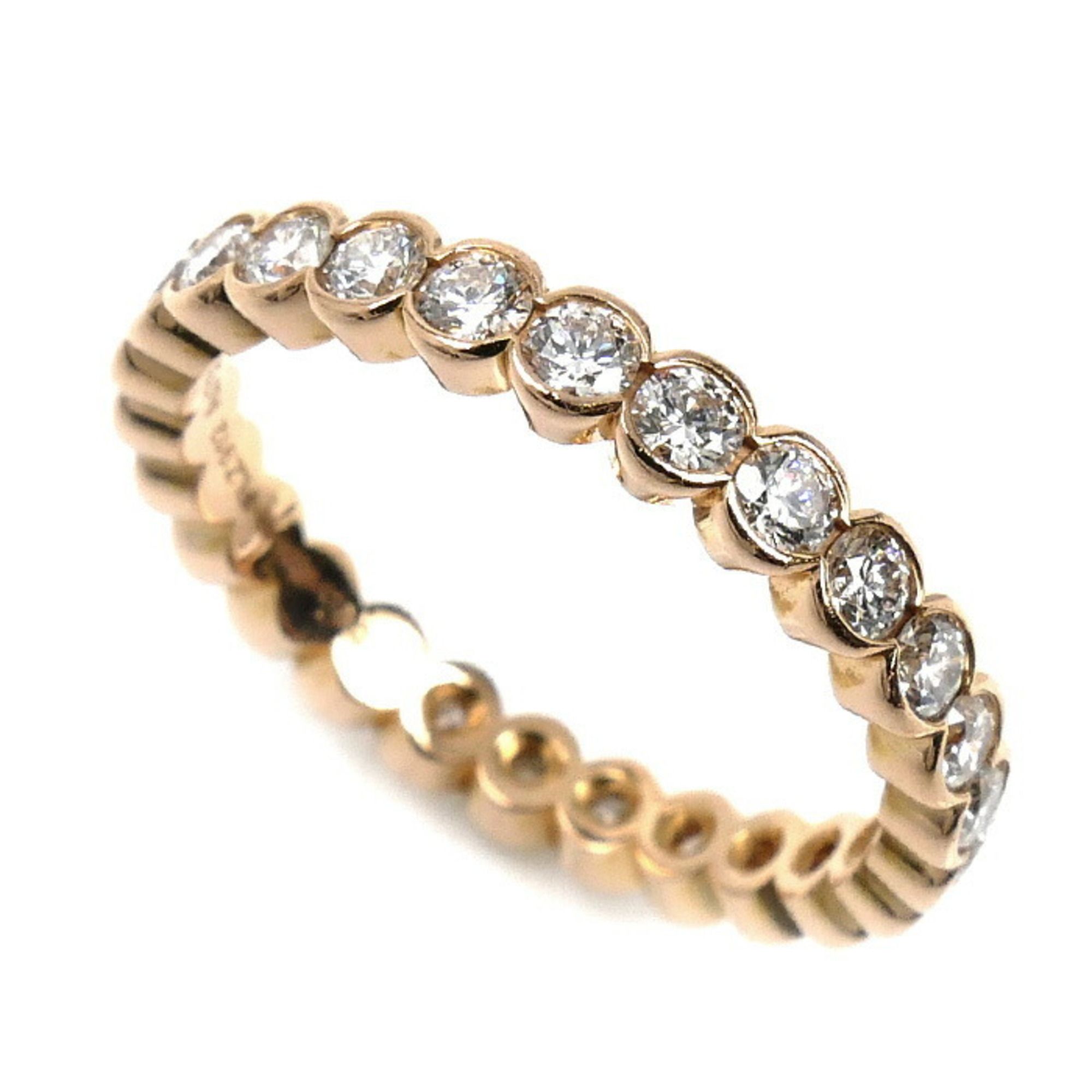 CARTIER 18KPG Pink Gold Broderie Ring B4225448 with Diamonds, Size 7.5, 48mm, 1.9g, Women's