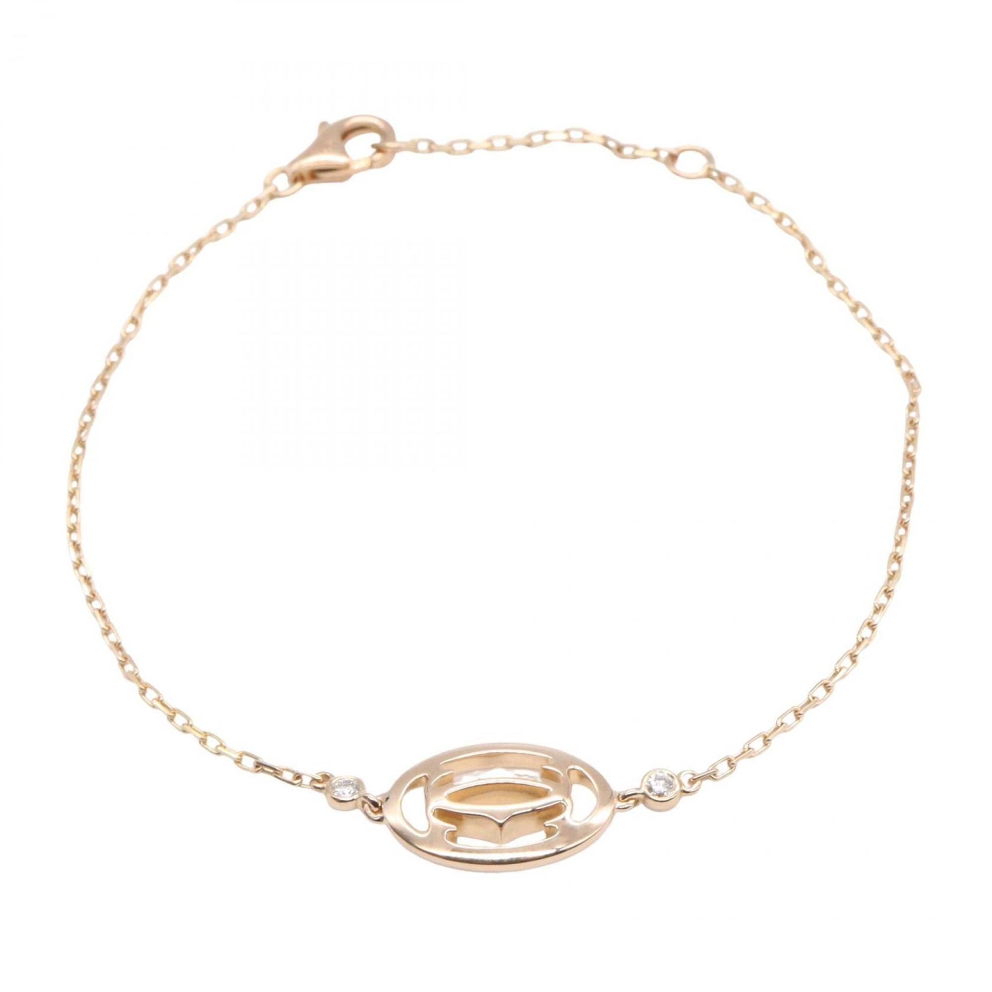 Cartier Logo Double C Bracelet in 18K Pink Gold with Diamonds, Women's, and Clear