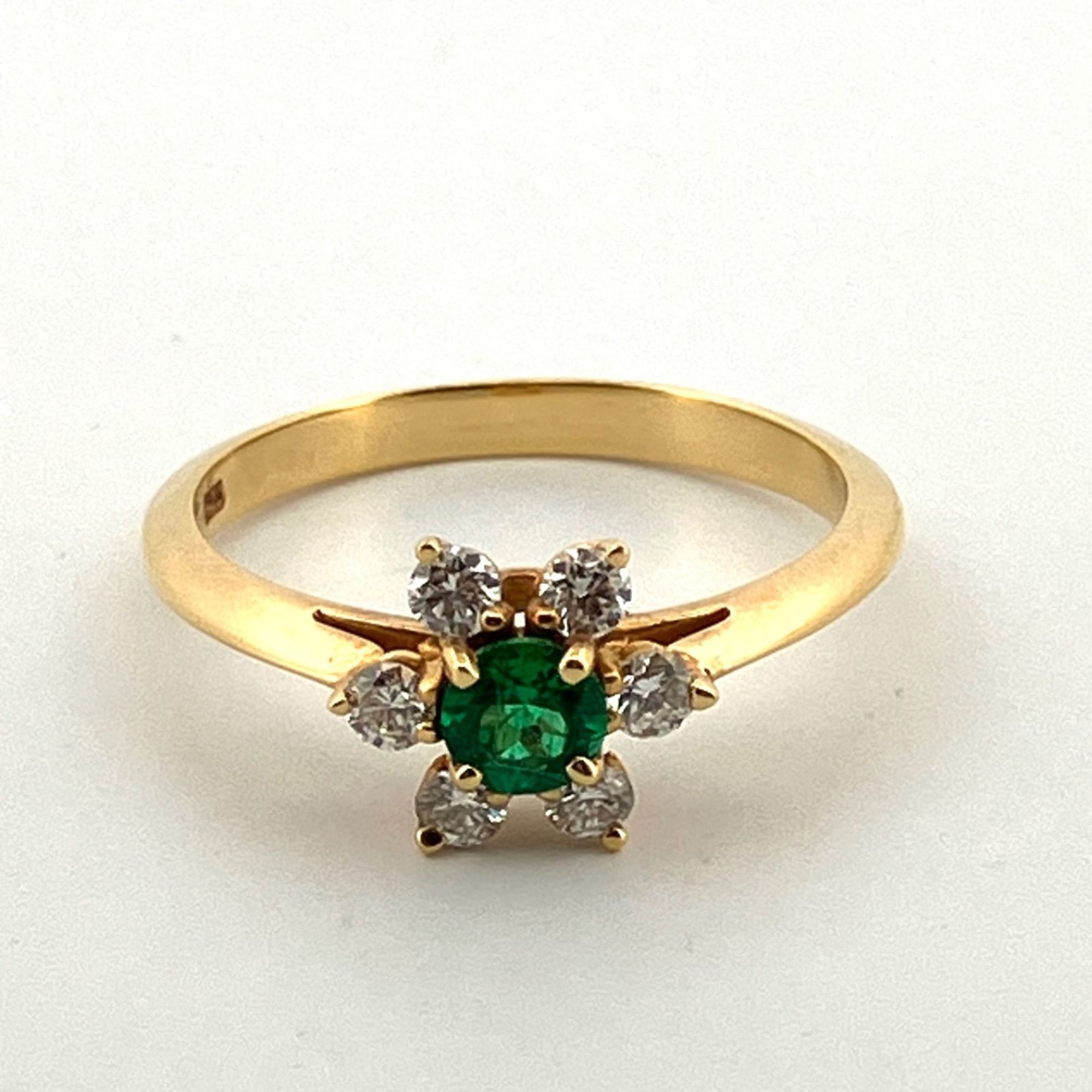 TIFFANY & CO Tiffany Ring 750 YG Buttercup Flower Emerald Diamond K18YG #